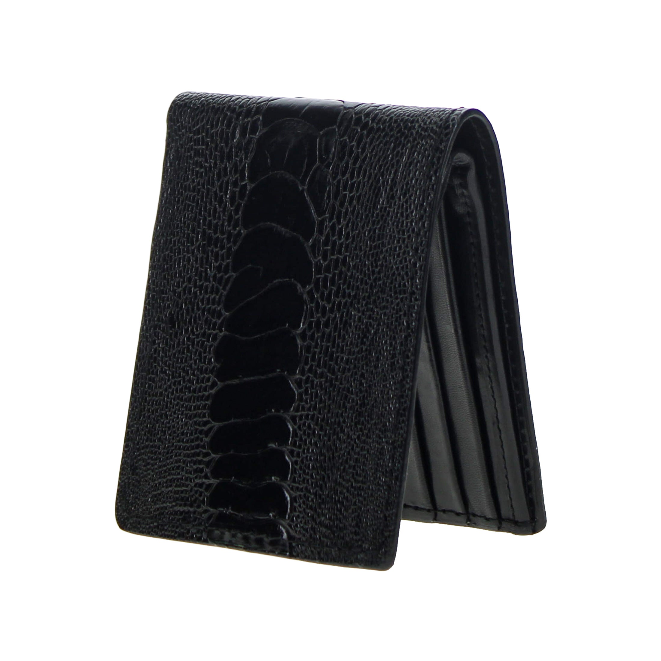 Black Ostrich Leg Billfold Wallet