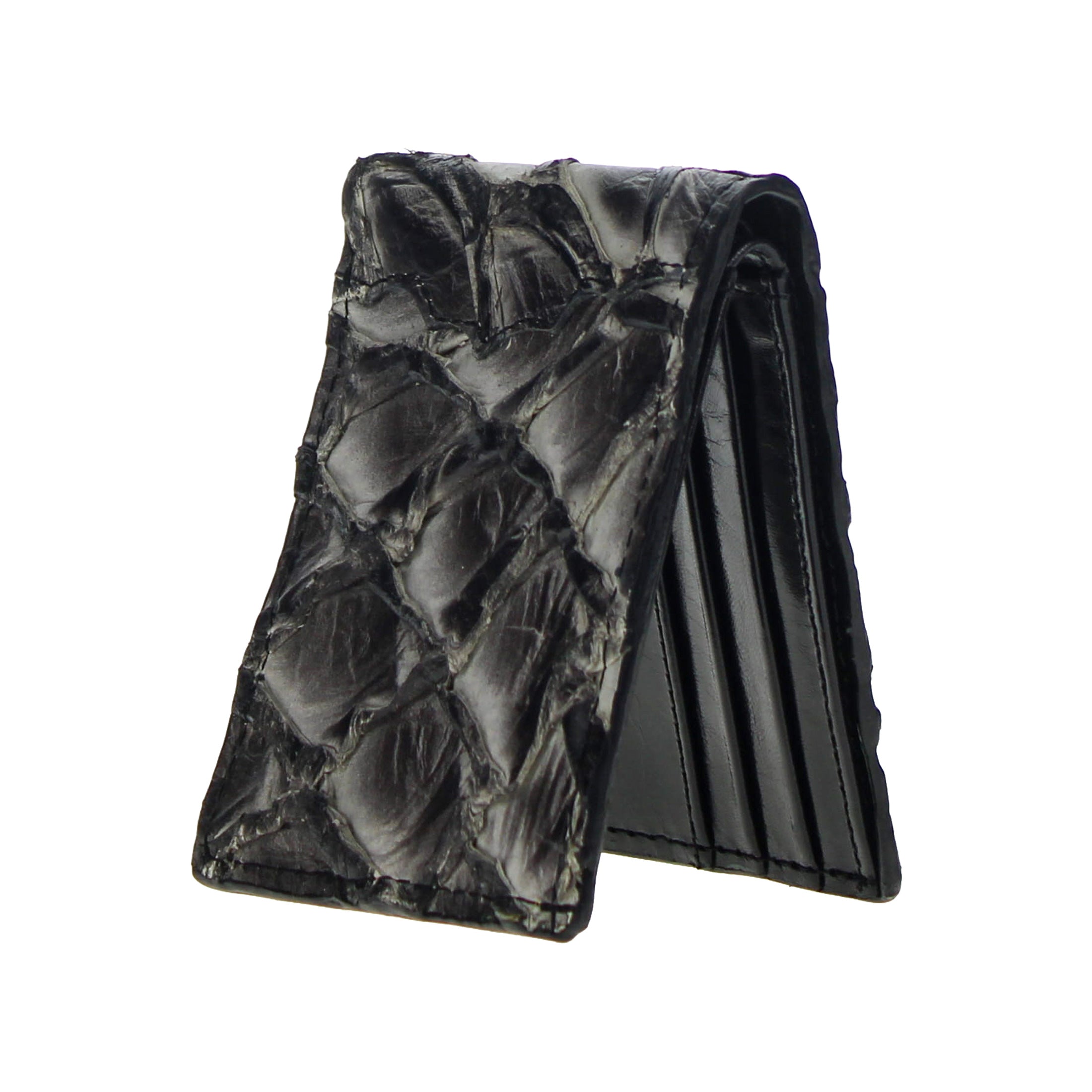 Washed Grey Pirarucu Fish Billfold Wallet
