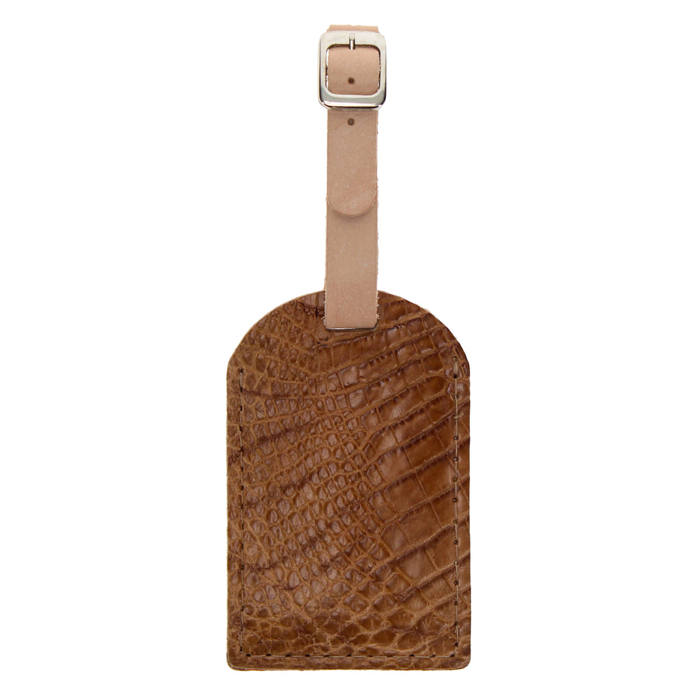 Tan American Alligator Belly Luggage Tag