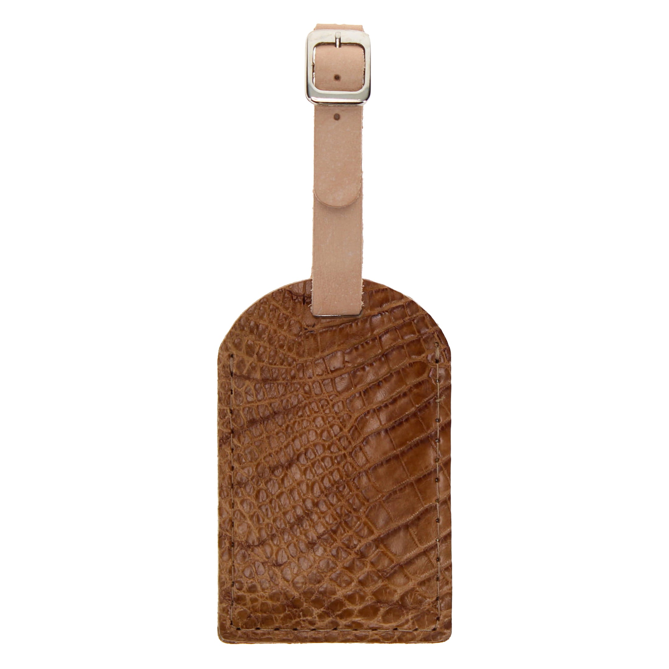 Tan American Alligator Belly Luggage Tag