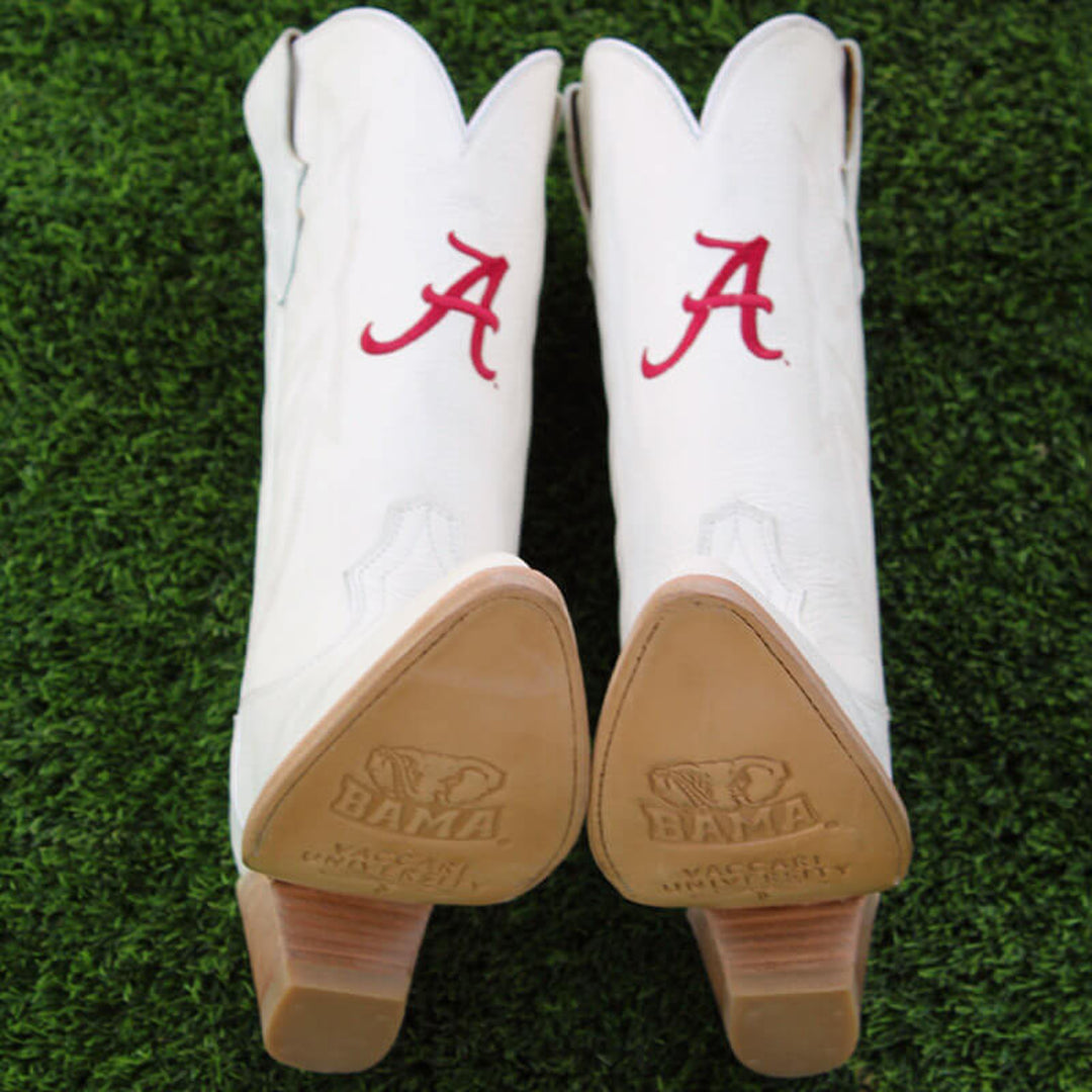 Women's University of Alabama All White Pointed Toe Cowgirl Boots Leighton Vaccari University