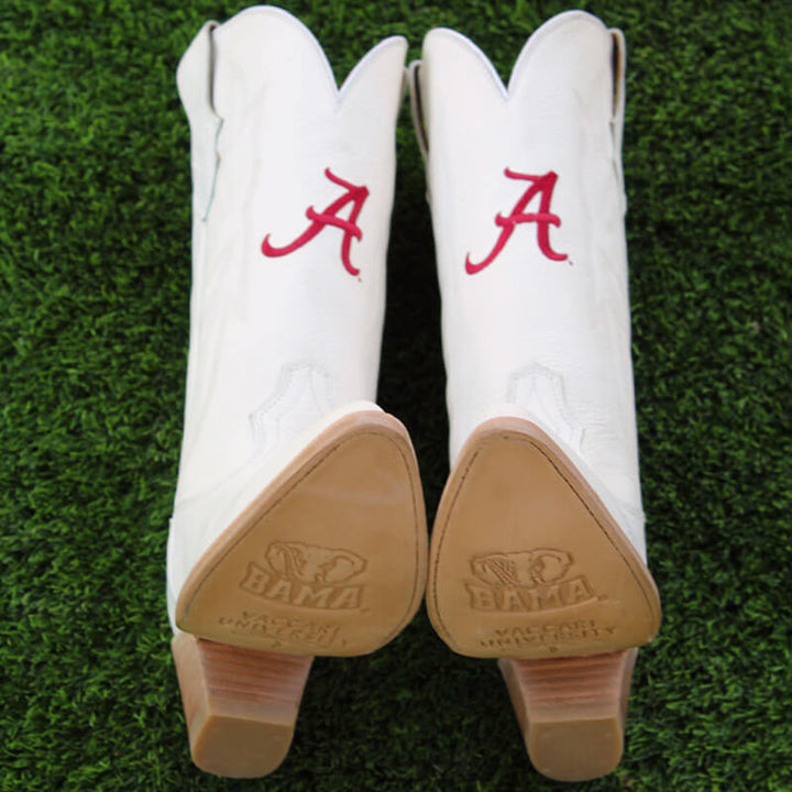 Women's University of Alabama All White Pointed Toe Cowgirl Boots Leighton Vaccari University