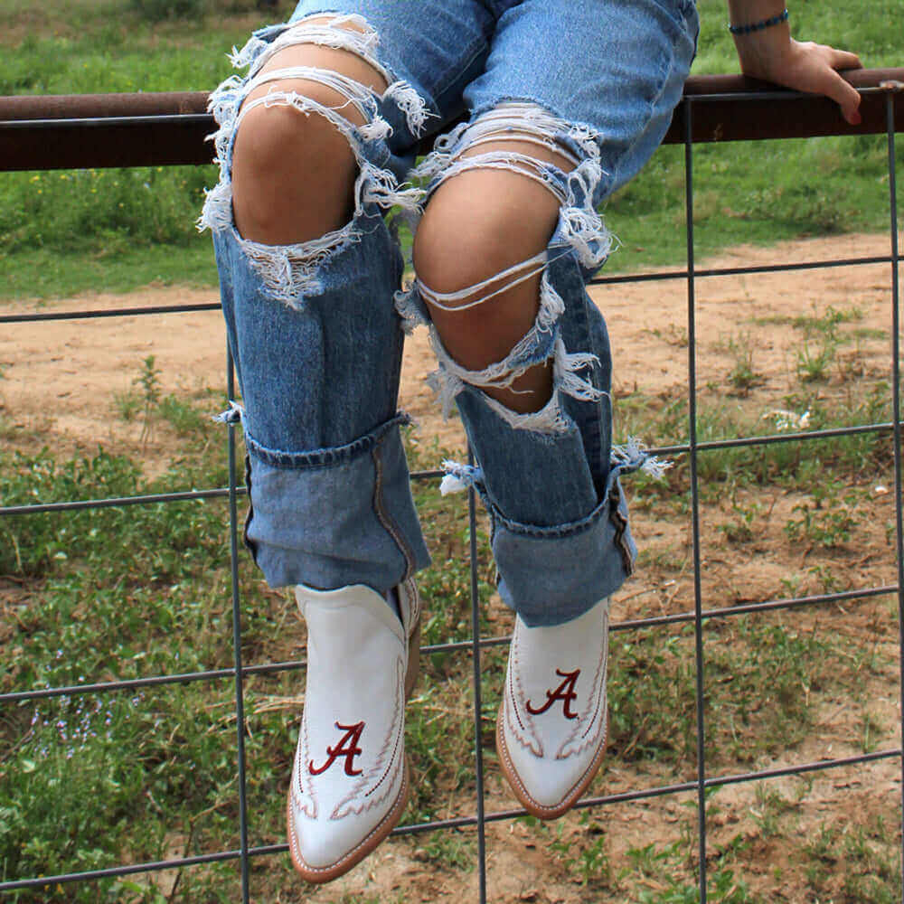 Women's University of Alabama White Cowgirl Boots Natlaie by Vaccari University