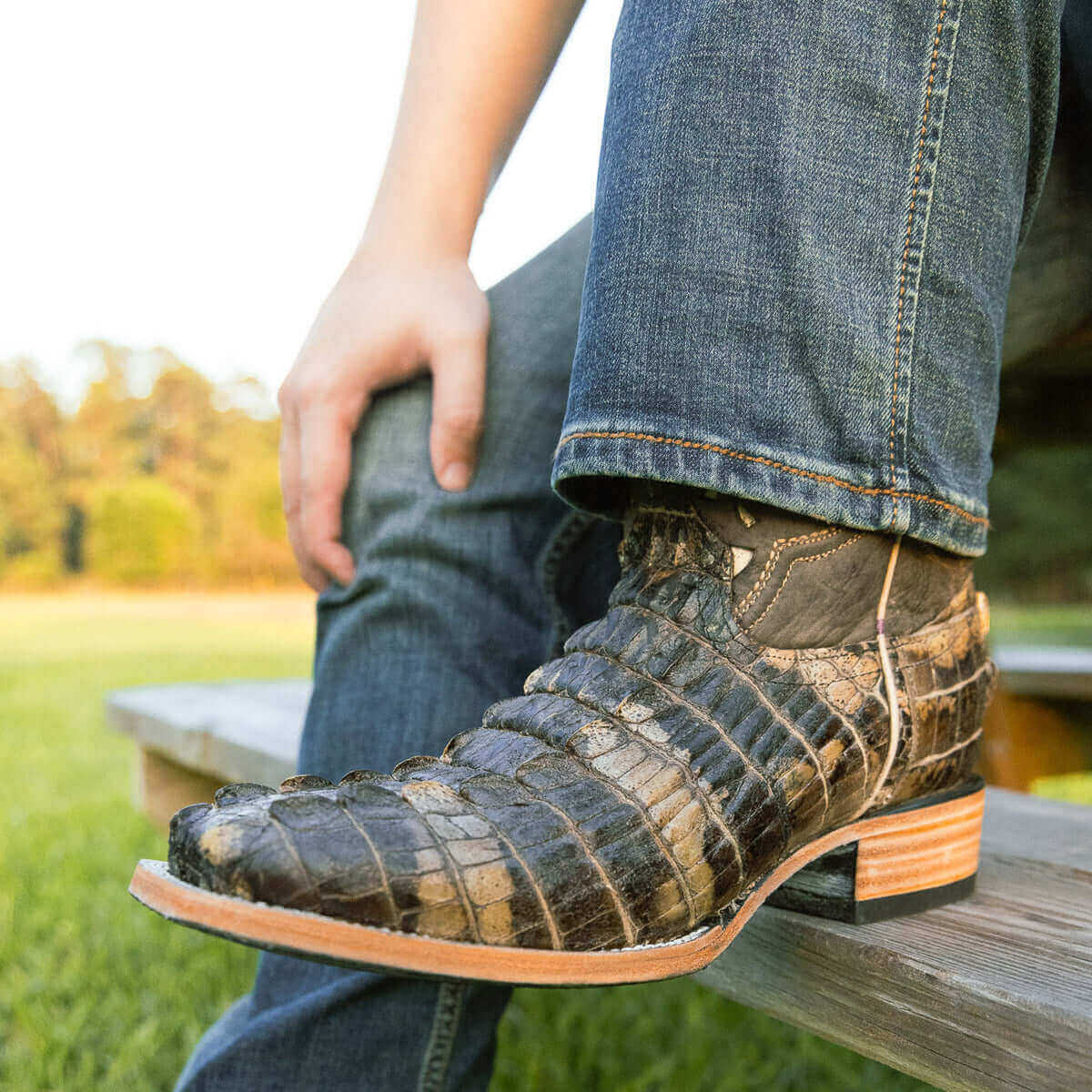 Natrual American Alligator Men's Cowboy Boots Axel by Vaccari Core