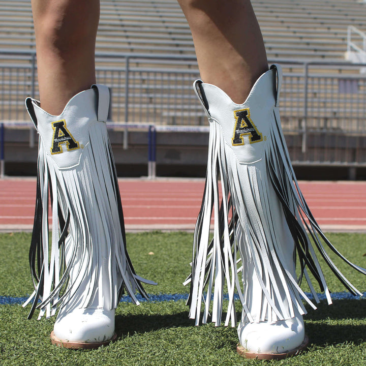 Appalachian State University Kacey White Fringe Boot By V By Vaccari