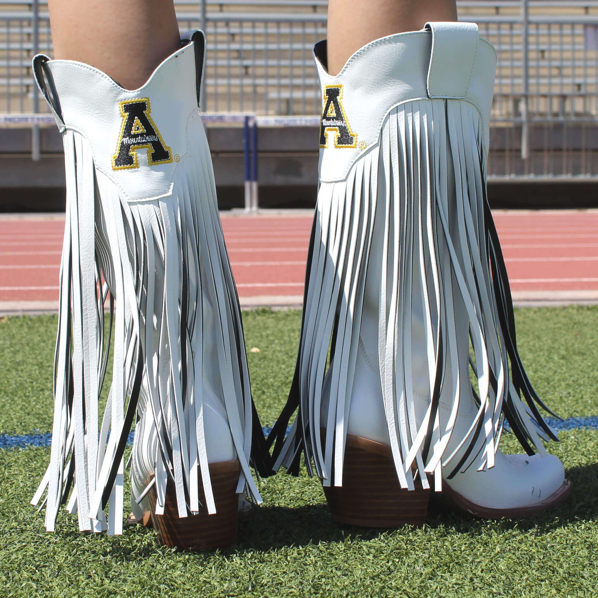 Appalachian State University Kacey White Fringe Boot By V By Vaccari