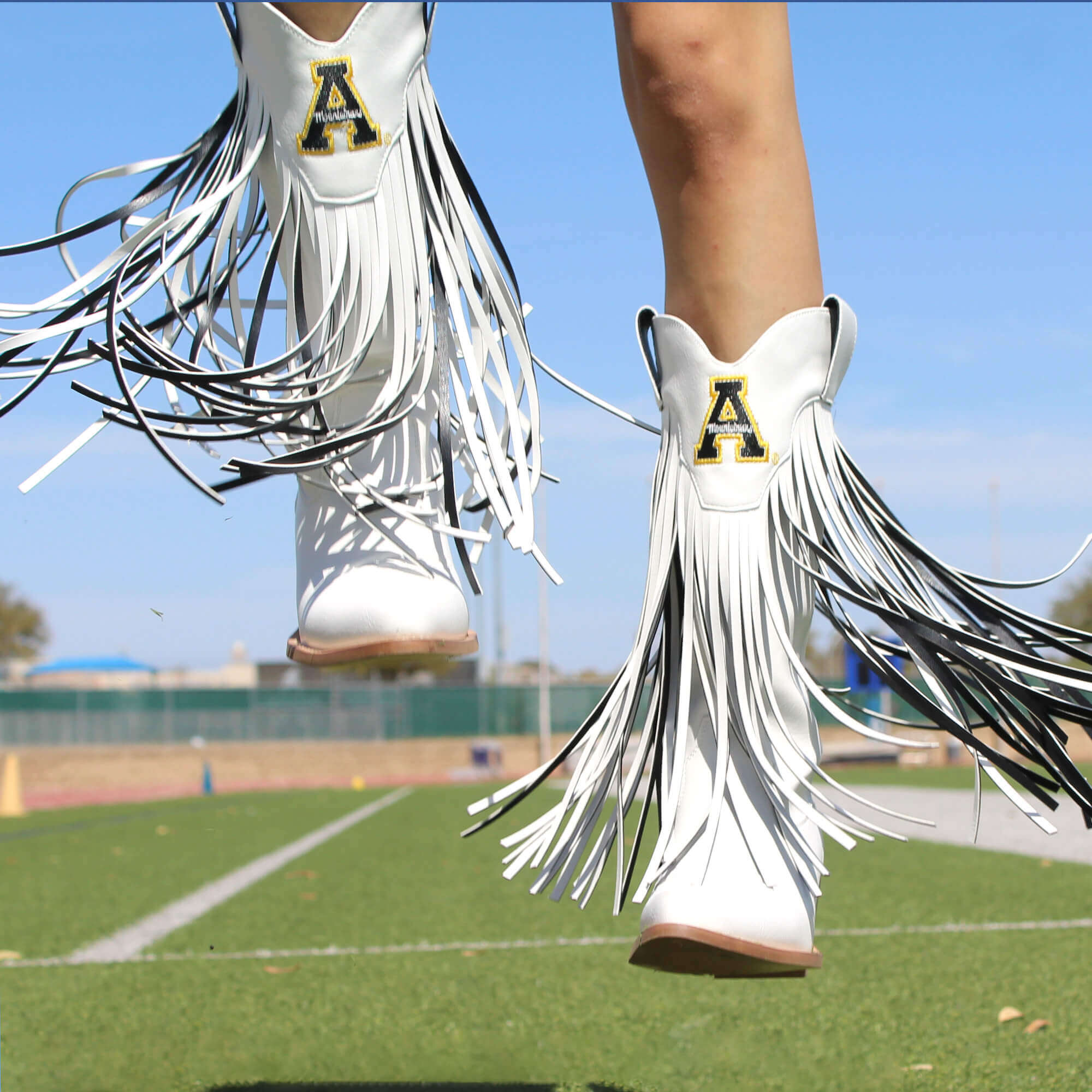 Appalachian State University Kacey White Fringe Boot By V By Vaccari