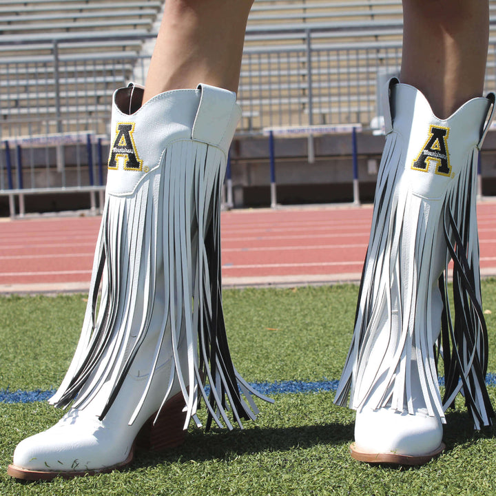 Appalachian State University Kacey White Fringe Boot By V By Vaccari