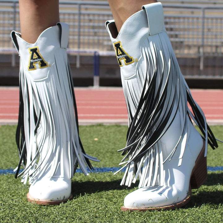 Appalachian State University Kacey White Fringe Boot By V By Vaccari