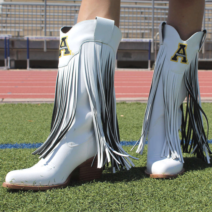 Appalachian State University Kacey White Fringe Boot By V By Vaccari