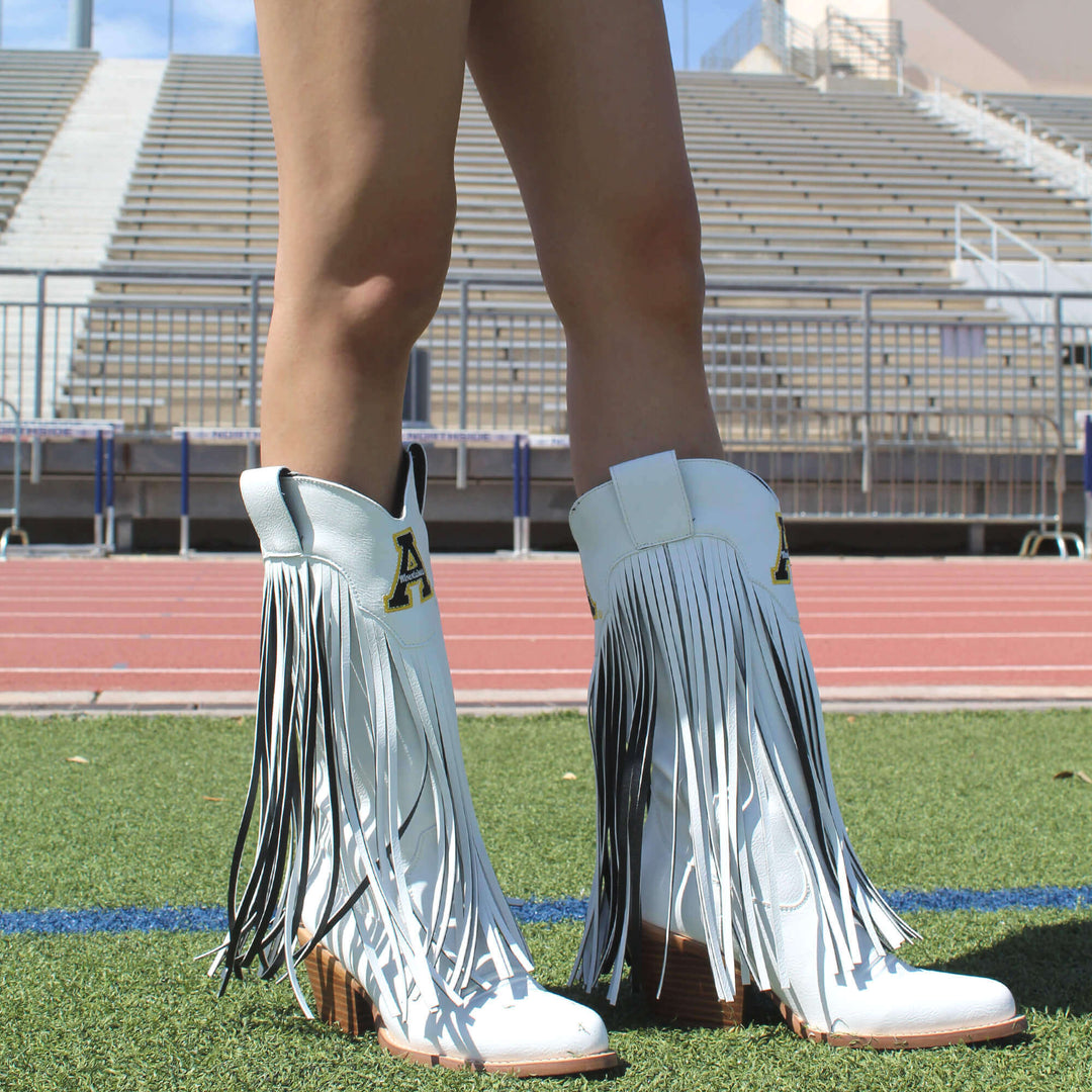 Appalachian State University Kacey White Fringe Boot By V By Vaccari