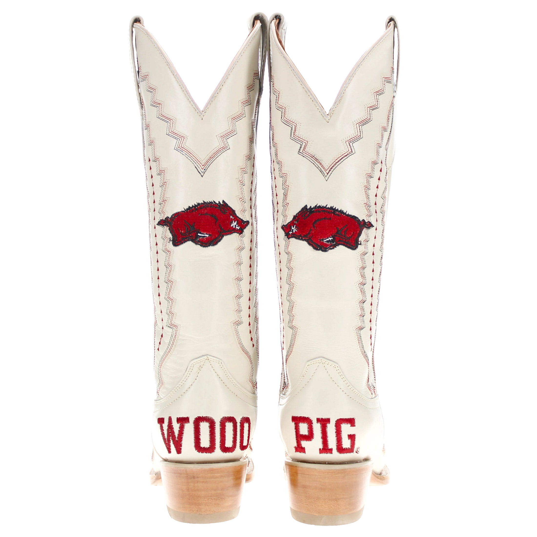 Women's University Arkansas Razorbacks Cowgirl Boots | Arkansas White Snip Toe Boots | Officially Licensed | Naomi