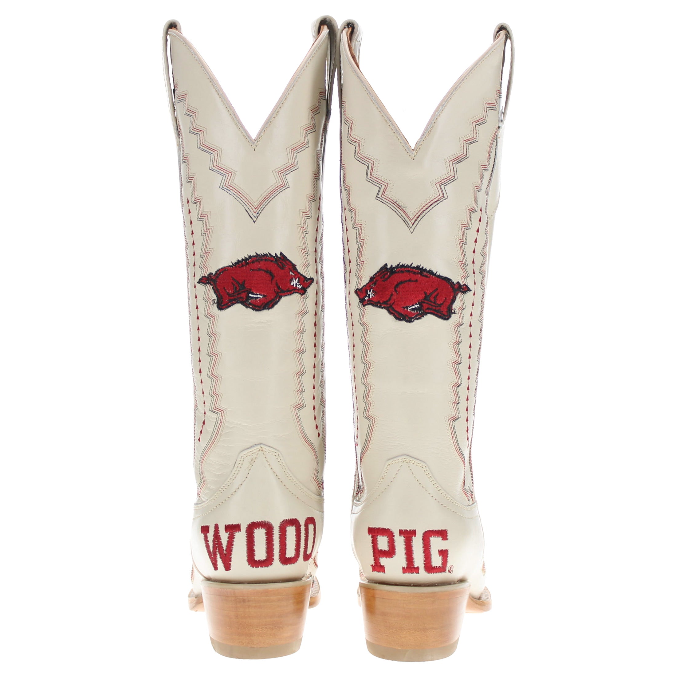Women's University Arkansas Razorbacks Cowgirl Boots | Arkansas White Snip Toe Boots | Officially Licensed | Naomi