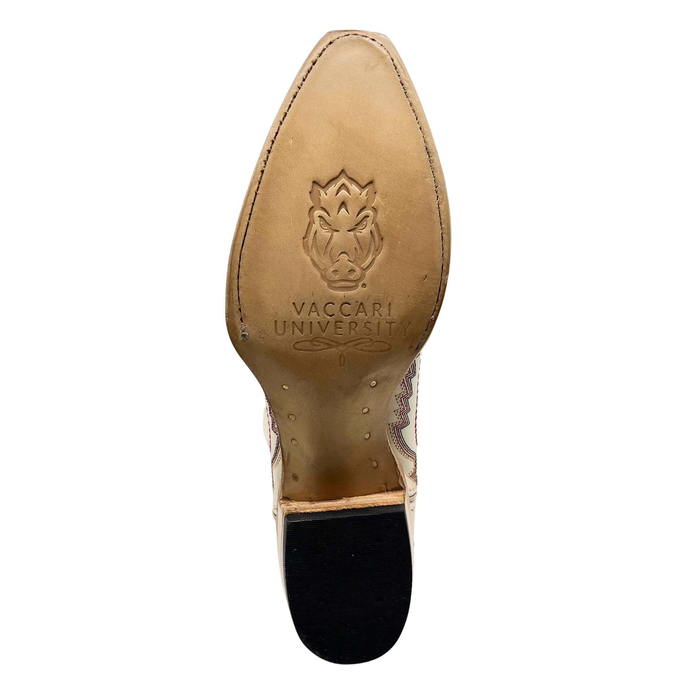 Women's University of Arkansas Bone Cowgirl Boots | Vaccari