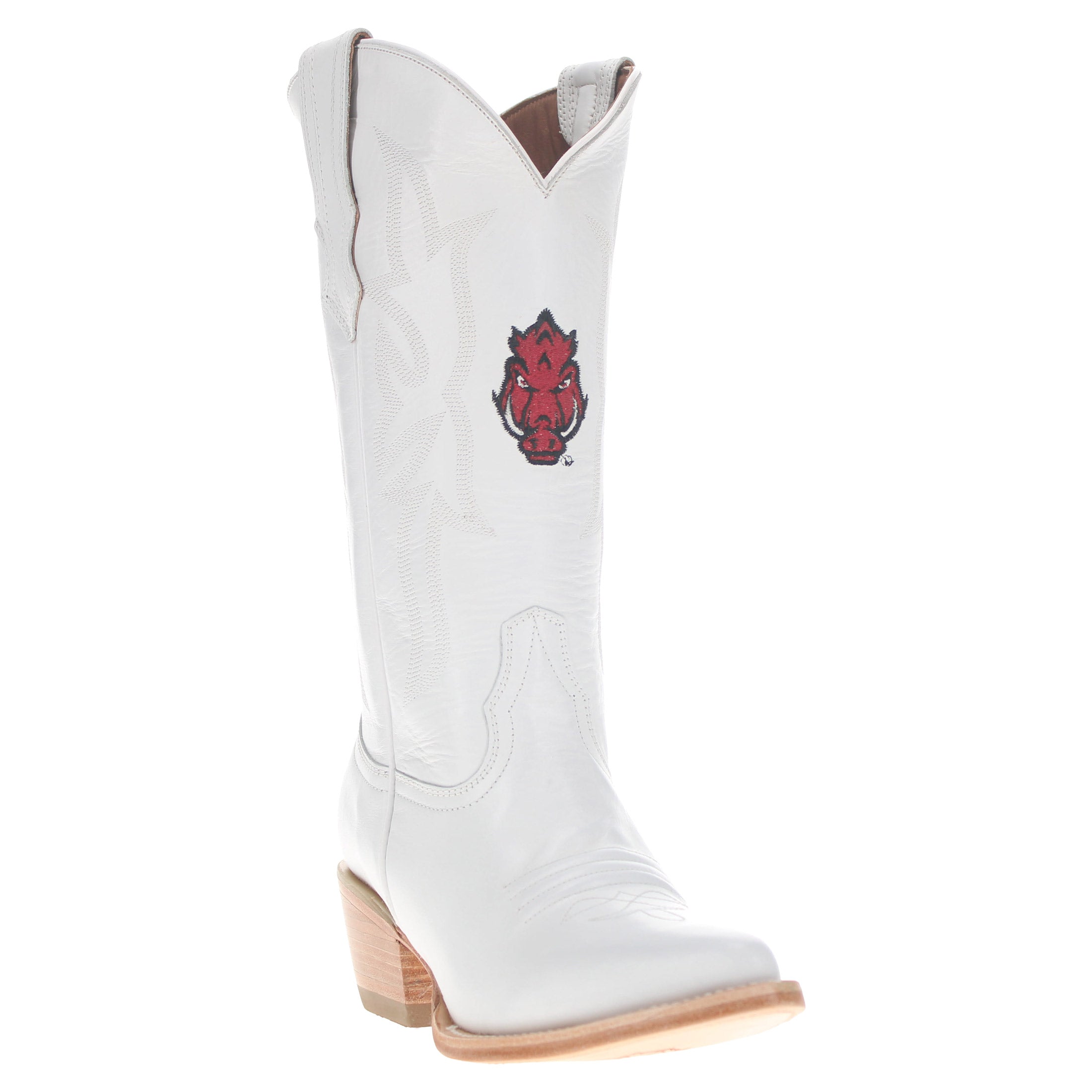 Women's University of Arkansas White Cowgirl Boots Leighton by Vaccari University