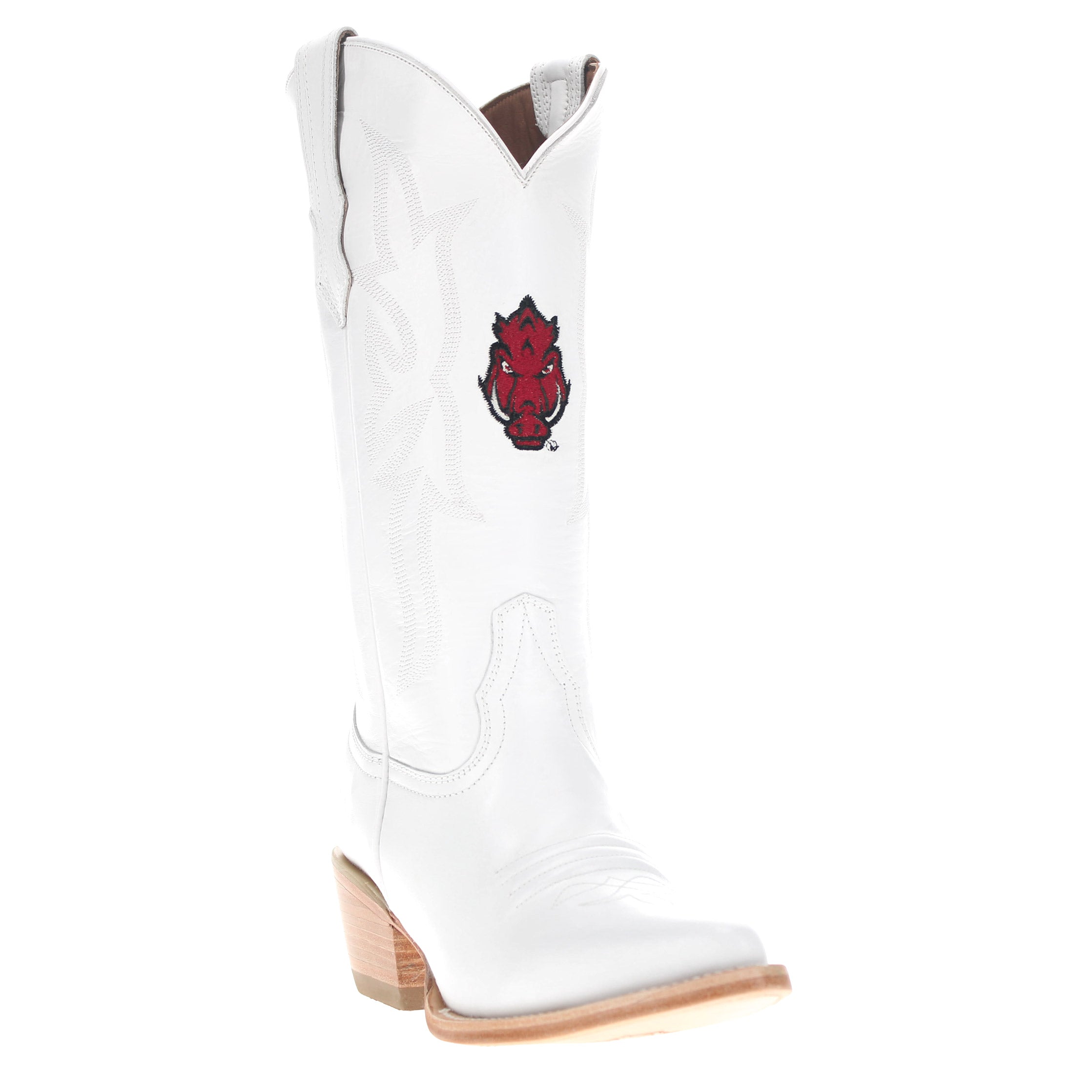 Women's University of Arkansas White Cowgirl Boots Leighton by Vaccari University