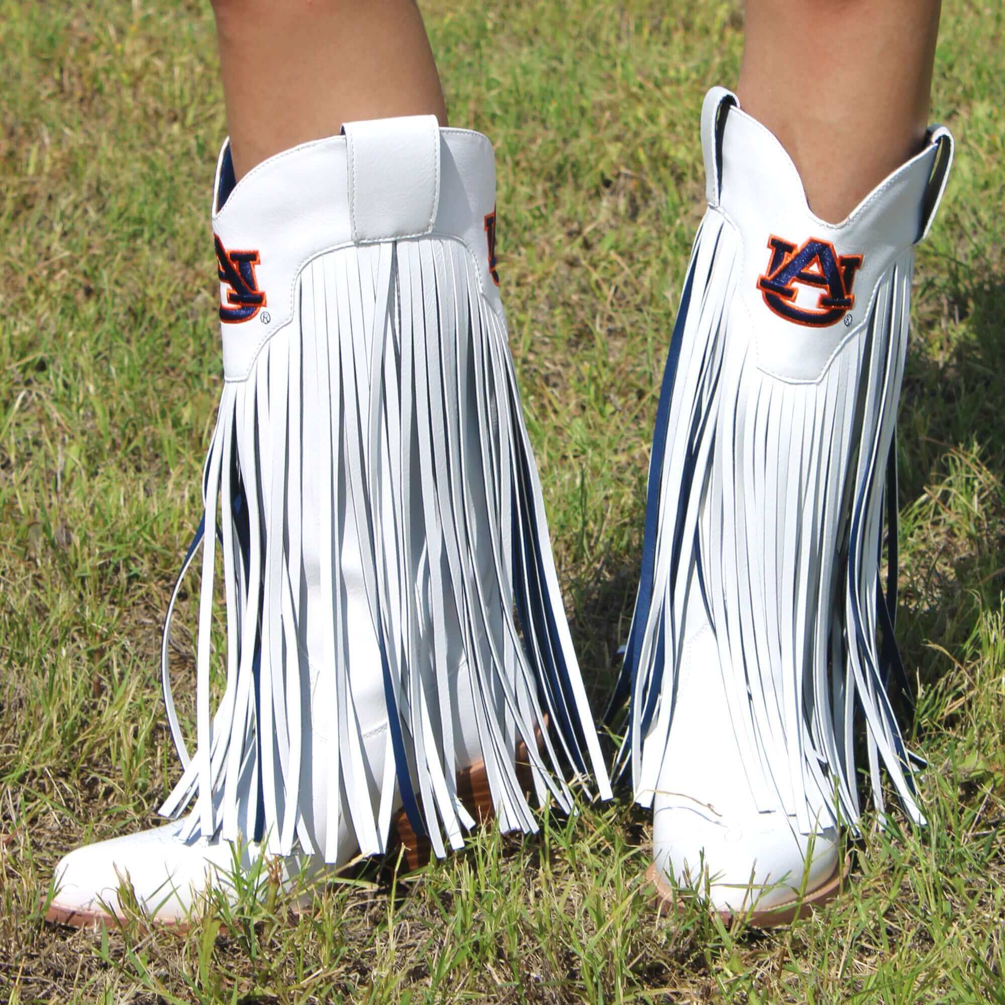 Auburn University Kacey White Fringe Boot by V By Vaccari