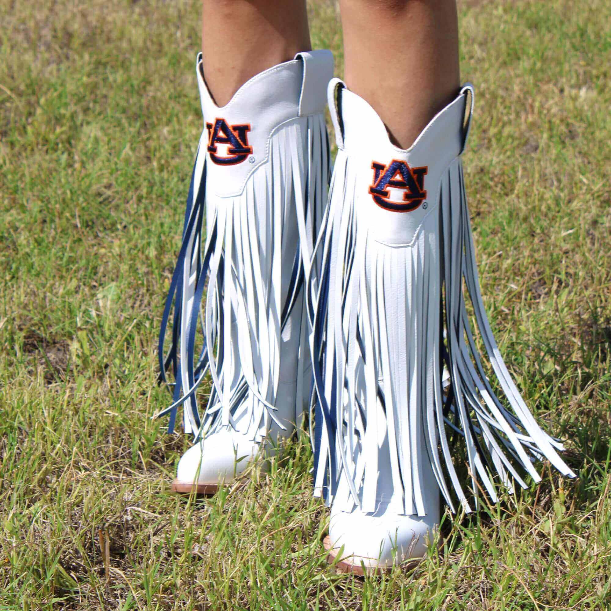 Auburn University Kacey White Fringe Boot by V By Vaccari