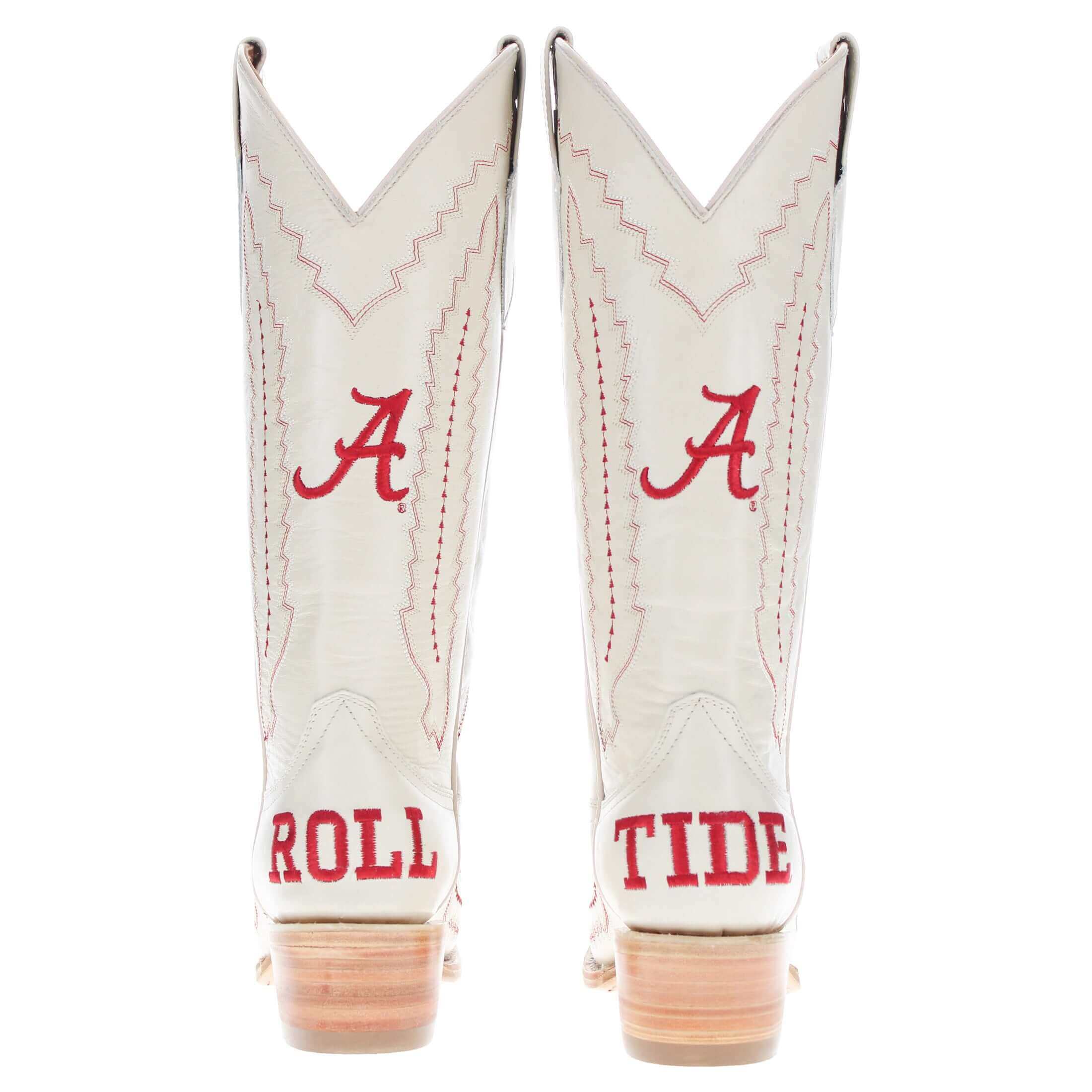 Women's University of Alabama Cowgirl Boots Bone Leather Snip Toe Boots by Vaccari