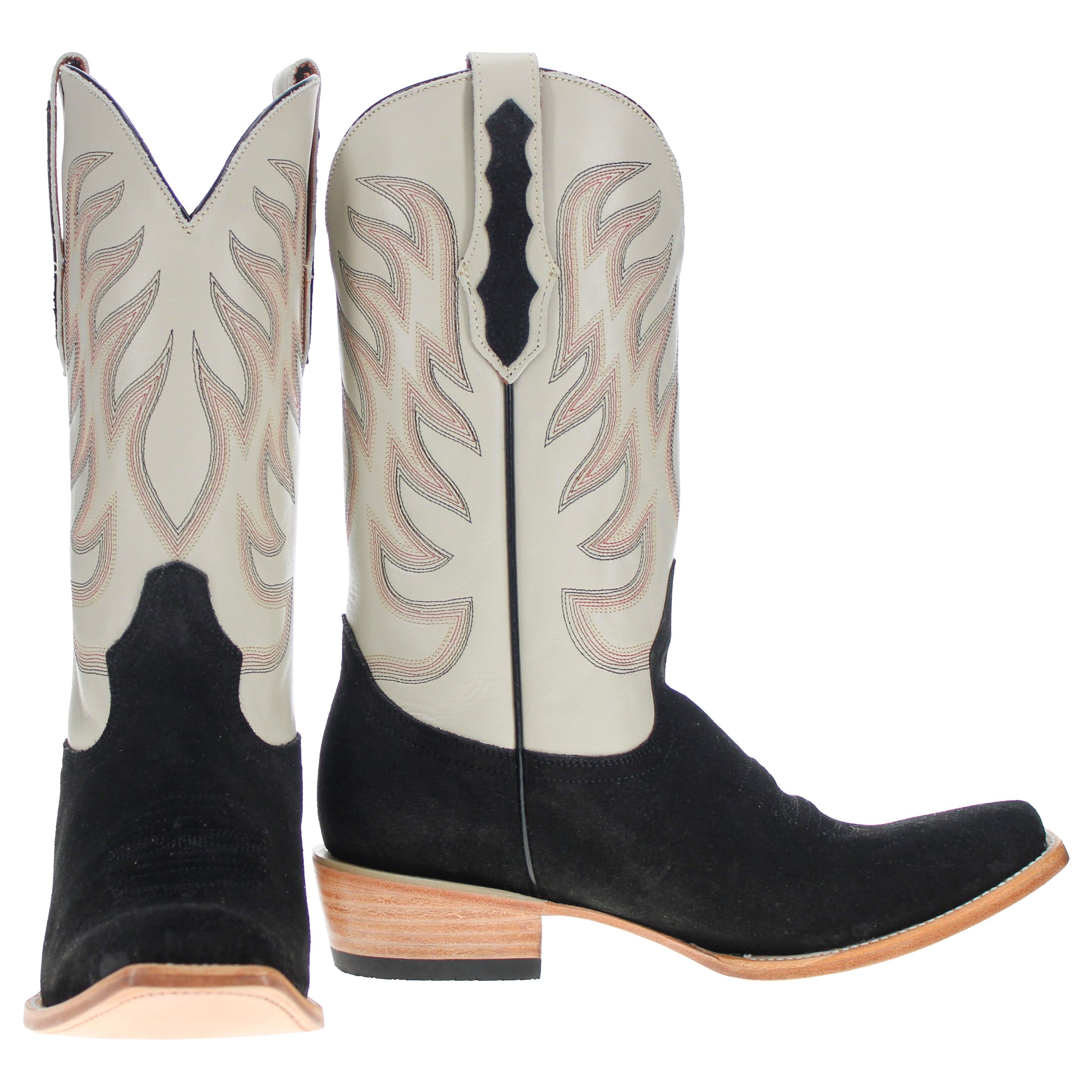 Men's Black Suede Vamp JW Toe Toe Cowboy Boots by Vaccari