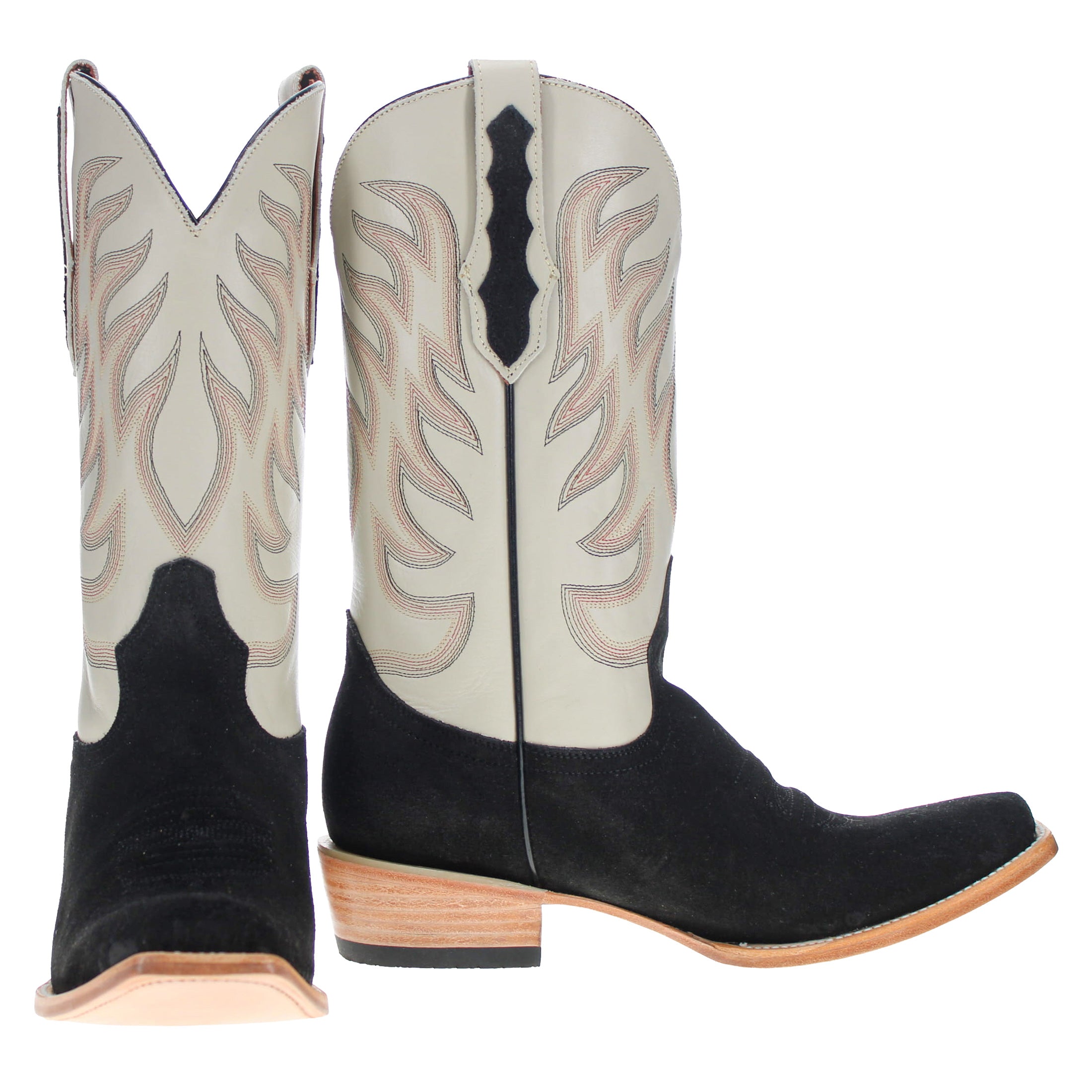 Men's Black Suede Vamp JW Toe Toe Cowboy Boots by Vaccari