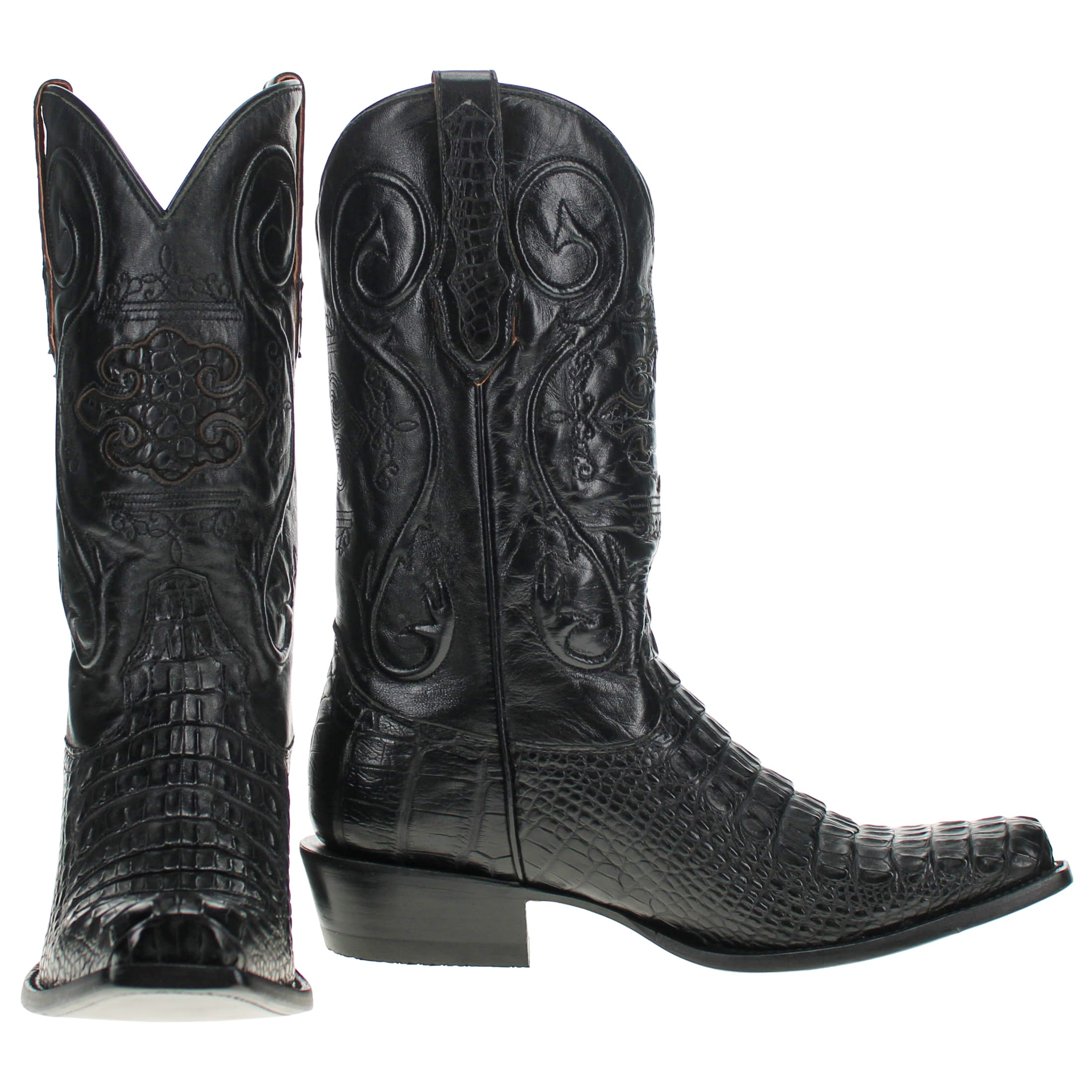Men's Hornback American Alligator Narrow Square Toe Boots by Vaccari