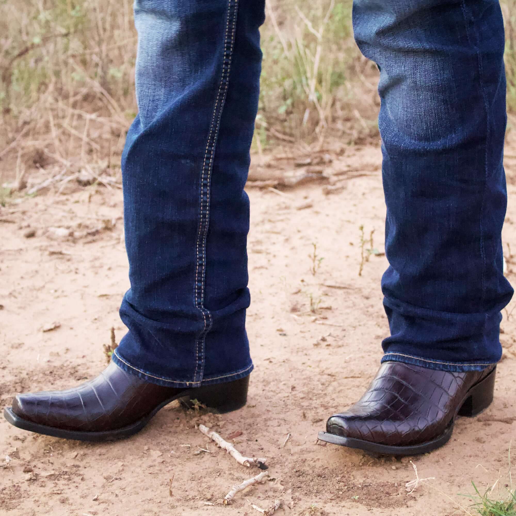 Black Cherry American alligator belly cowboy boots with a caiman texture