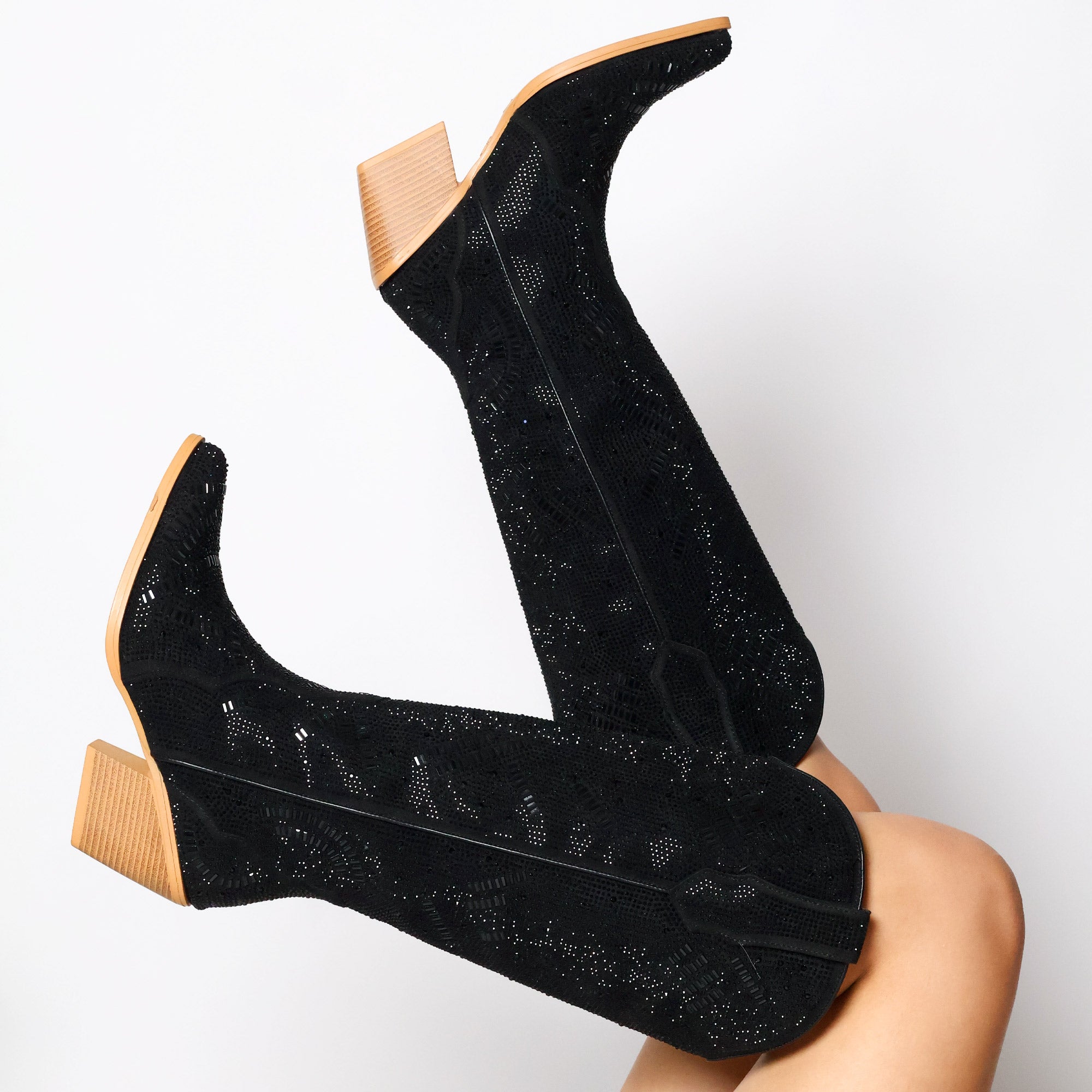 Women's Black Tall Bling Cowboy boot by Vaccari