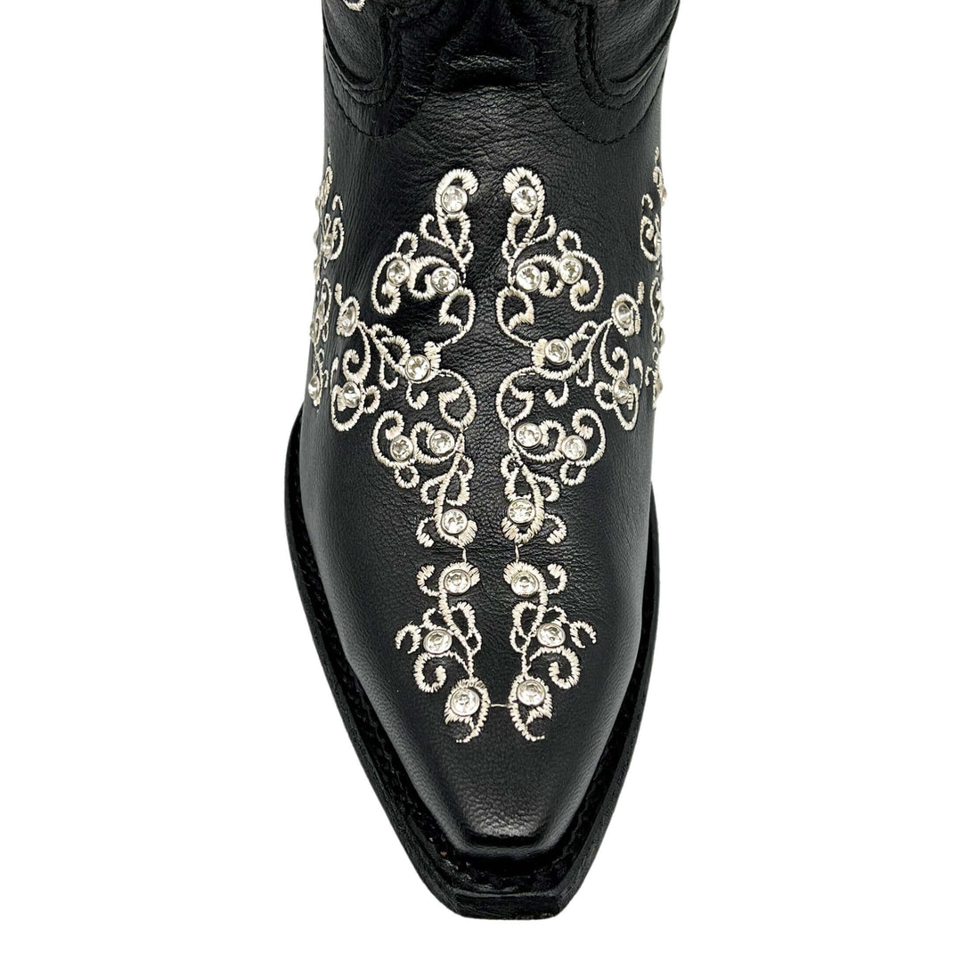 Women's Vaccari Black Snip Toe Crystal Embellished Cowgirl Boots | Brooklyn Women's Vaccari Black Snip Toe Crystal Embellished Cowgirl Boots | Brooklyn #select-a-toe_snip