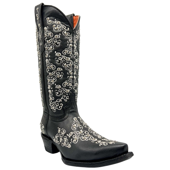 Women's Vaccari Black Snip Toe Crystal Embellished Cowgirl Boots | Brooklyn Women's Vaccari Black Snip Toe Crystal Embellished Cowgirl Boots | Brooklyn #select-a-toe_snip