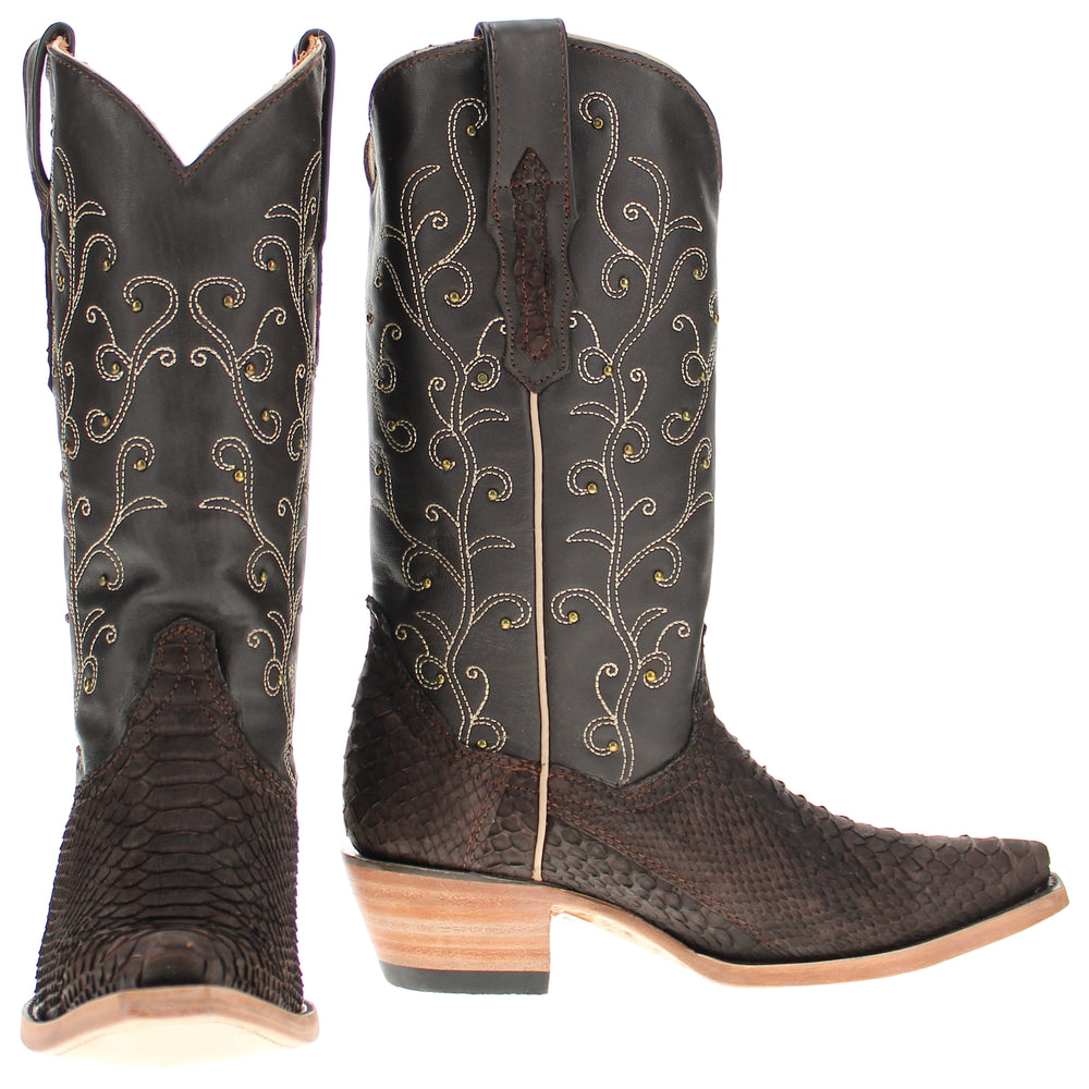Women's Vaccari Mocha Python Snip Toe Boots