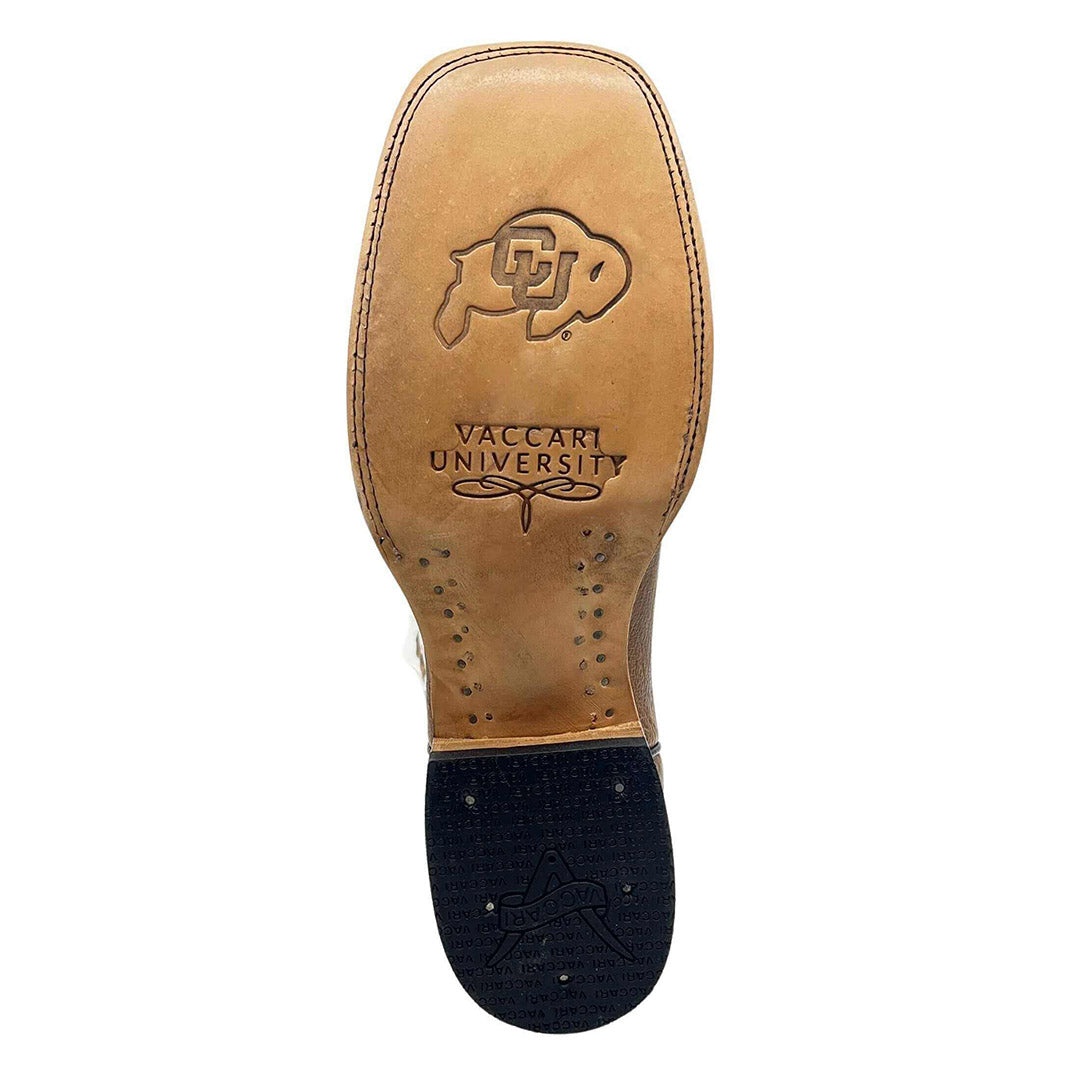 Men's University of Colorado Buffaloes Tan Smooth Ostrich Cowboy Boots Brooks by Vaccari