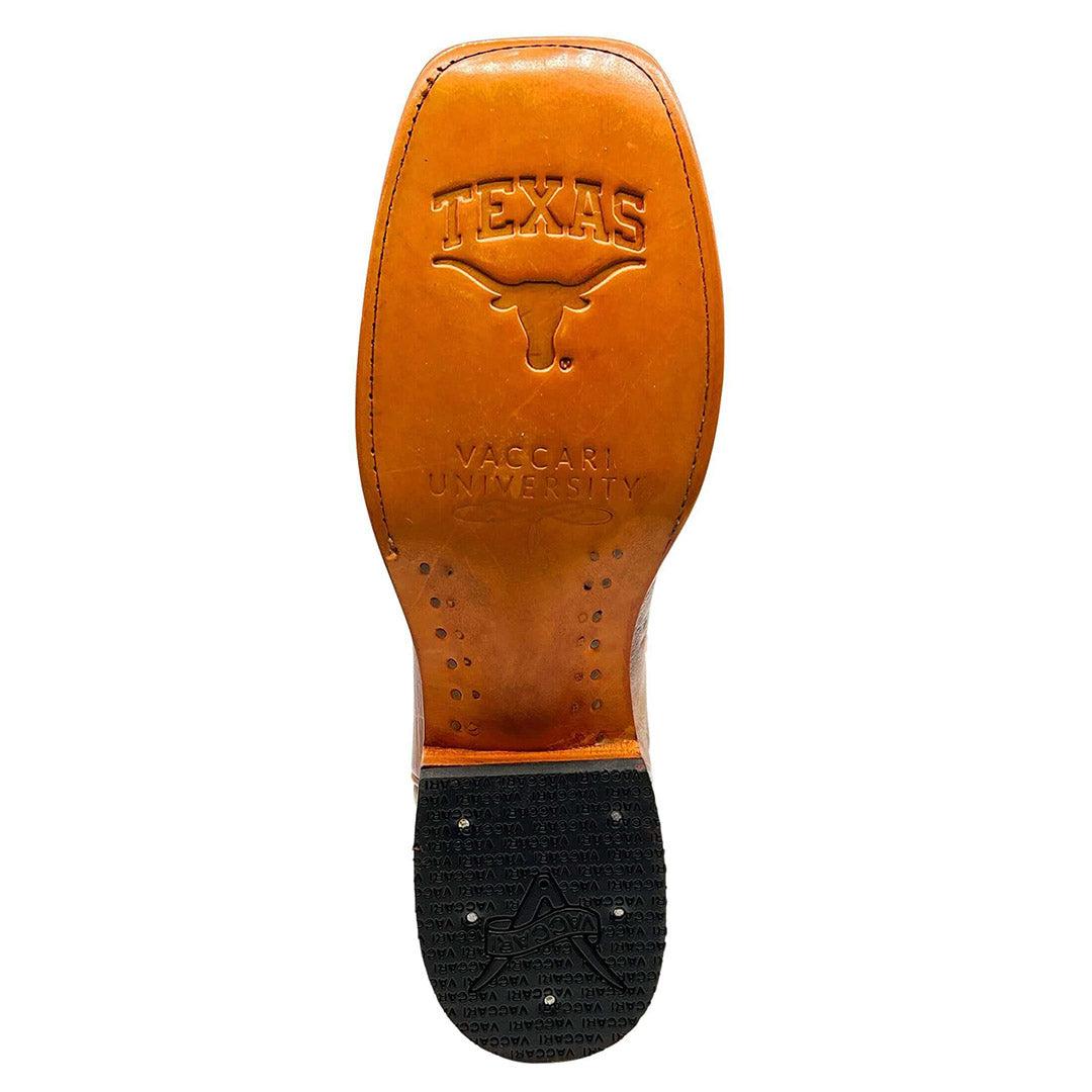 Men's University of Texas Longhorns Cognac Smooth Ostrich Cowboy Boots Brooks by Vaccari 