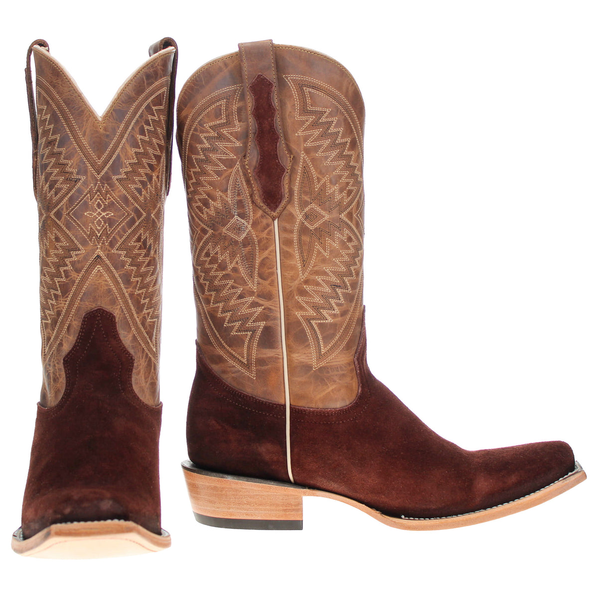 Men's Brown Suede Vamp JW Toe Toe Cowboy Boots by Vaccari