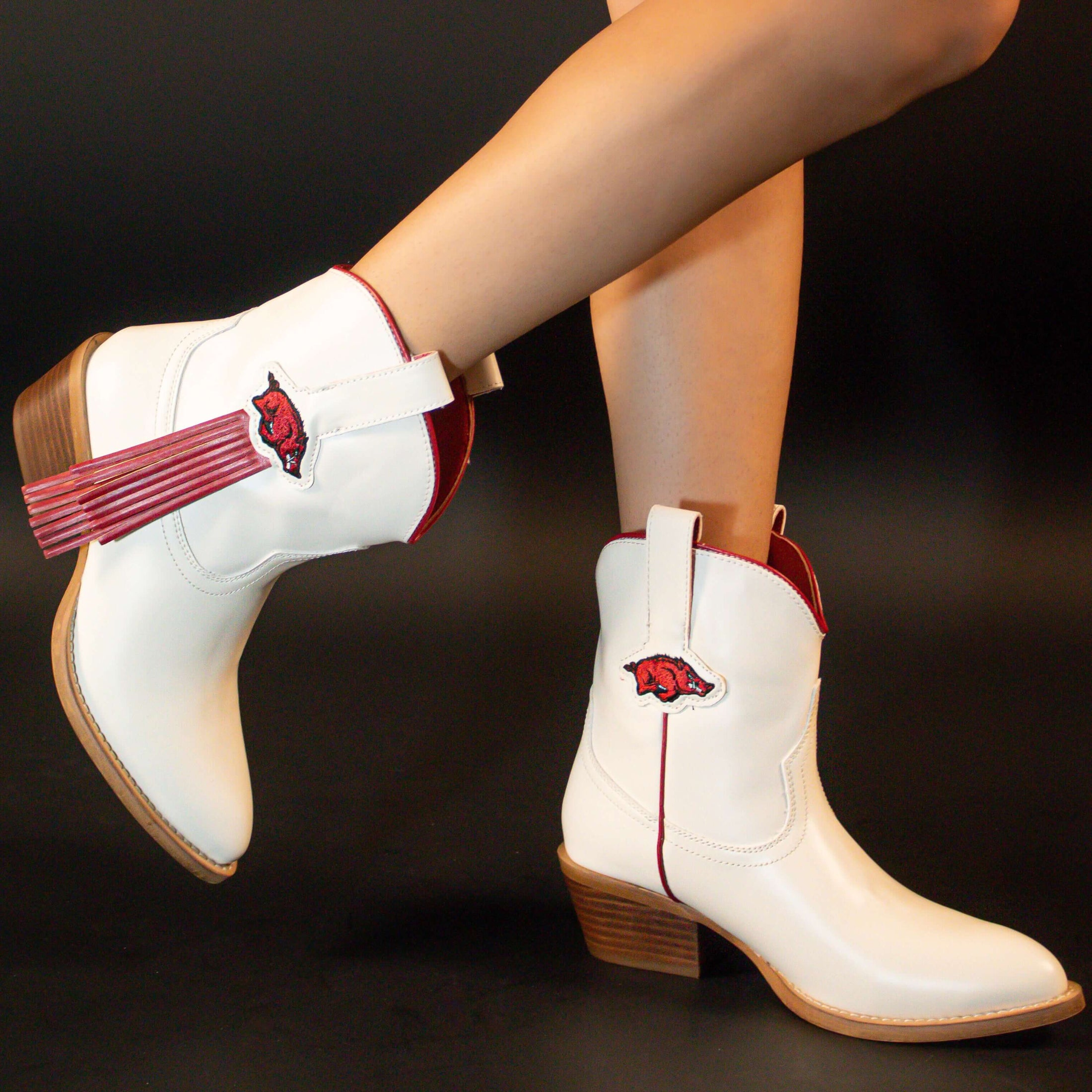 Women's University of Arkansas Bone Fringe Bootie Lucy By V By Vaccari