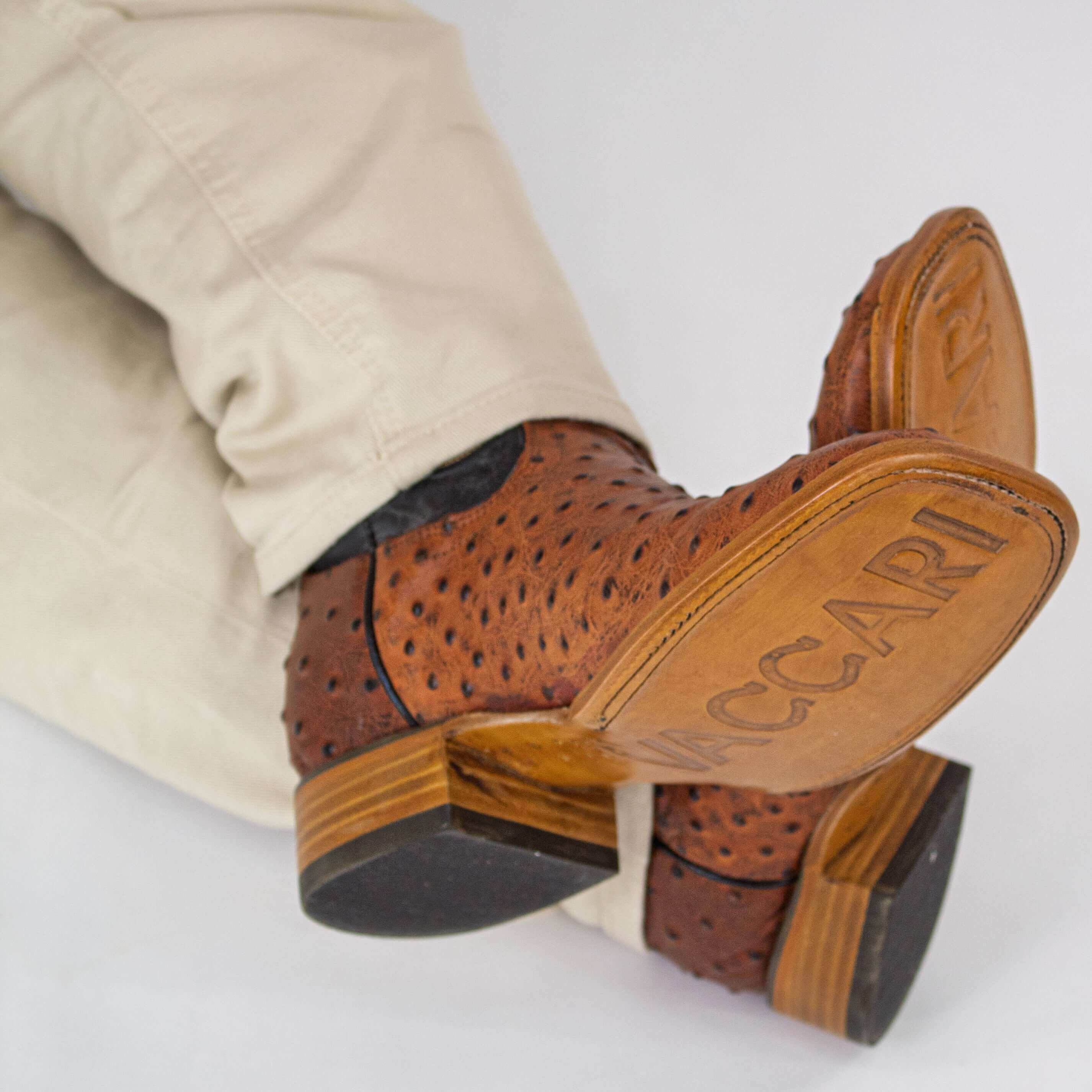 Men's Cognac Orstich Print Cowboy Boots Carson by Vaccari Core