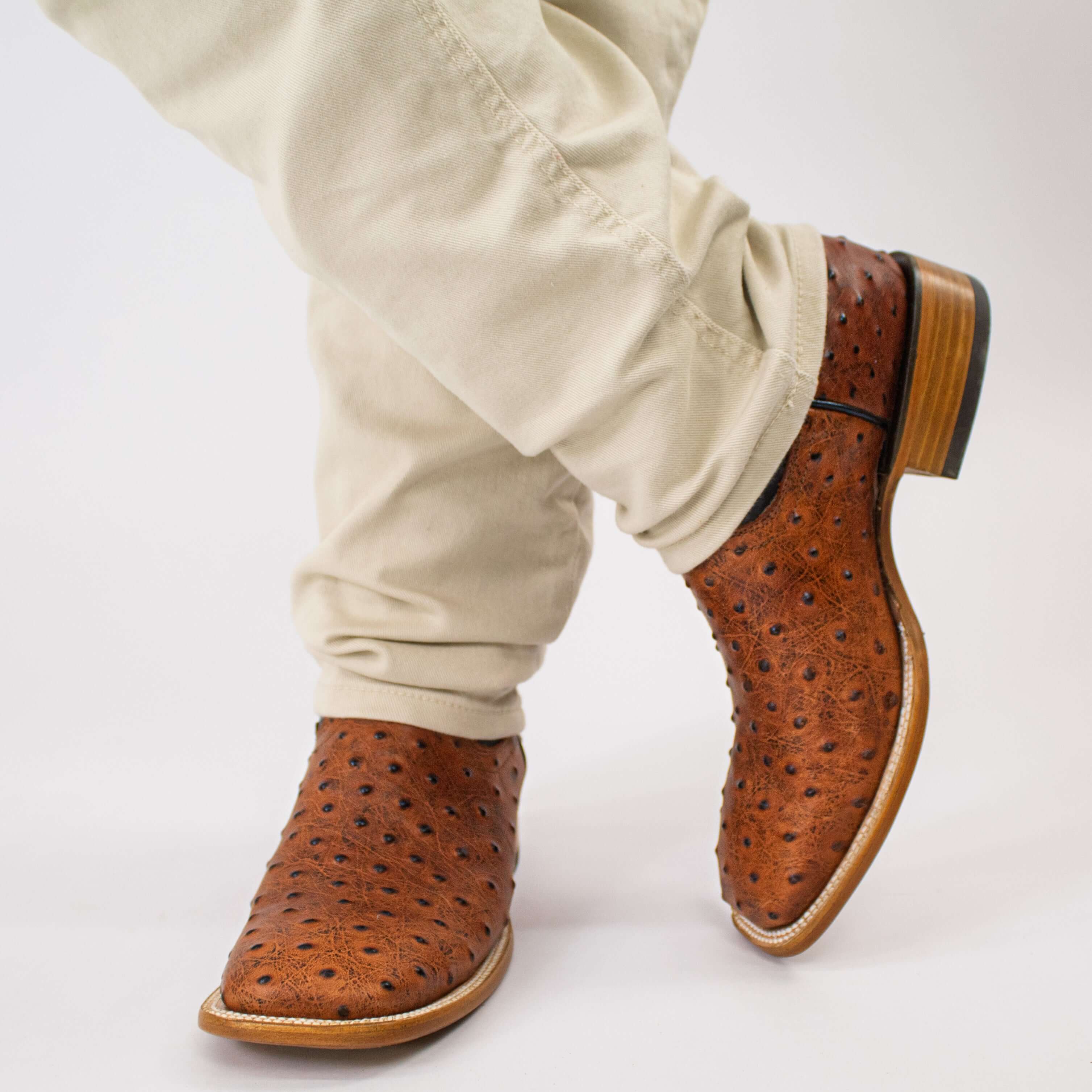 Men's Cognac Orstich Print Cowboy Boots Carson by Vaccari Core