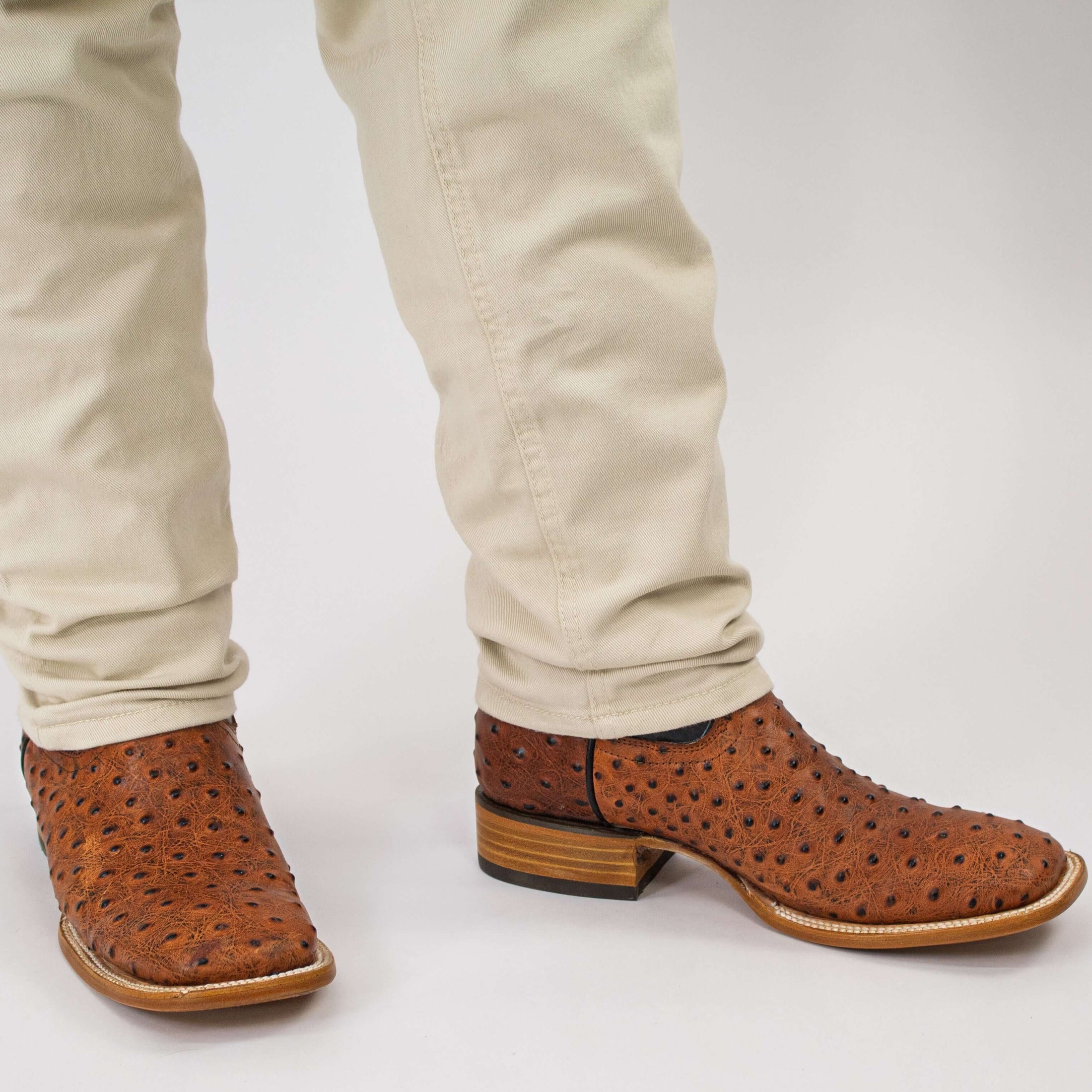 Men's Cognac Orstich Print Cowboy Boots Carson by Vaccari Core