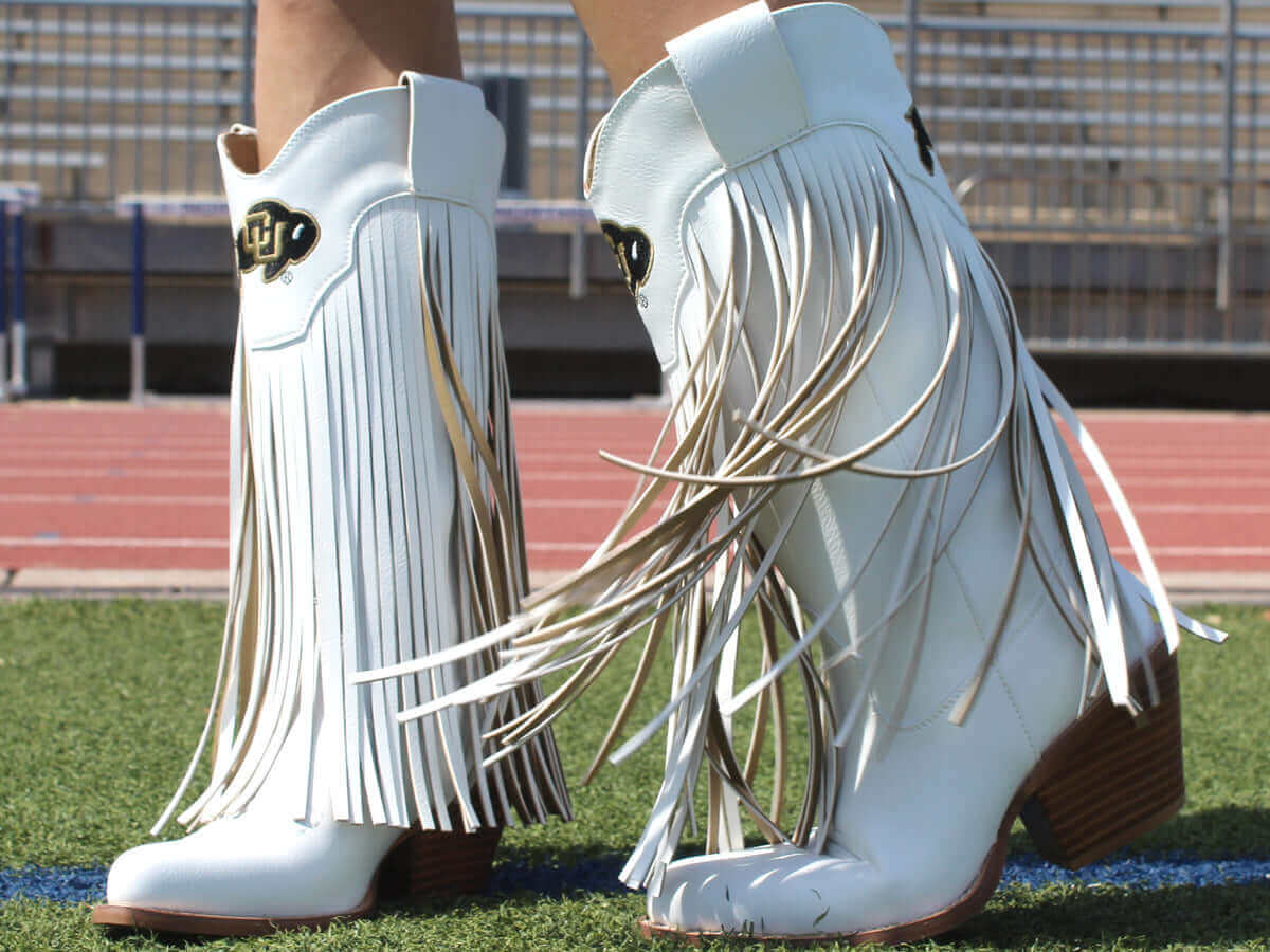 Women's University of Colorado White Cowgirl Boots Kacey V by Vaccari