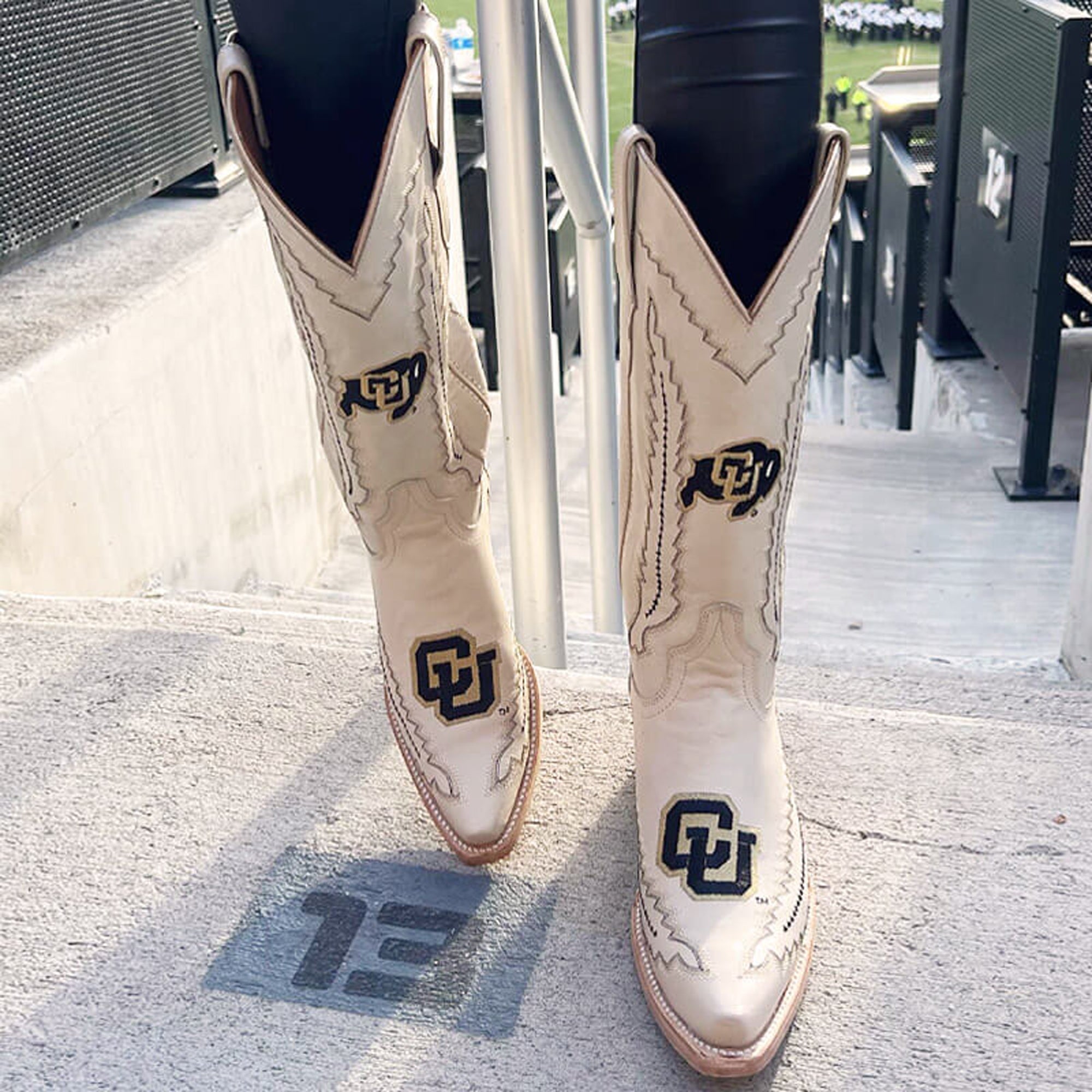 Women's University of Colorado Bone Leather Snip Toe Cowgirl Boots by Vaccari