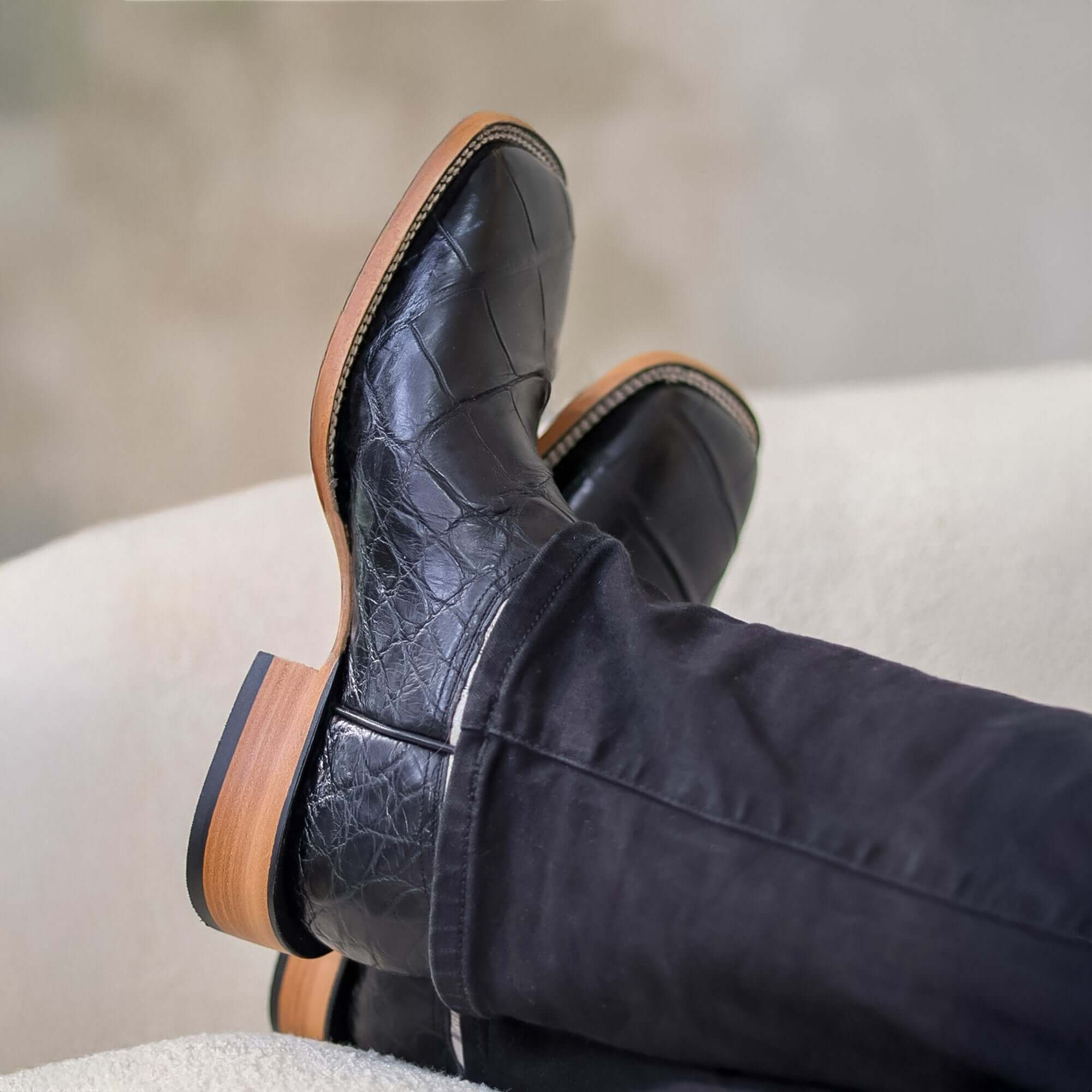 Men's Black Wild Caught Alligator Cowboy Boots Colt by Vaccari Core