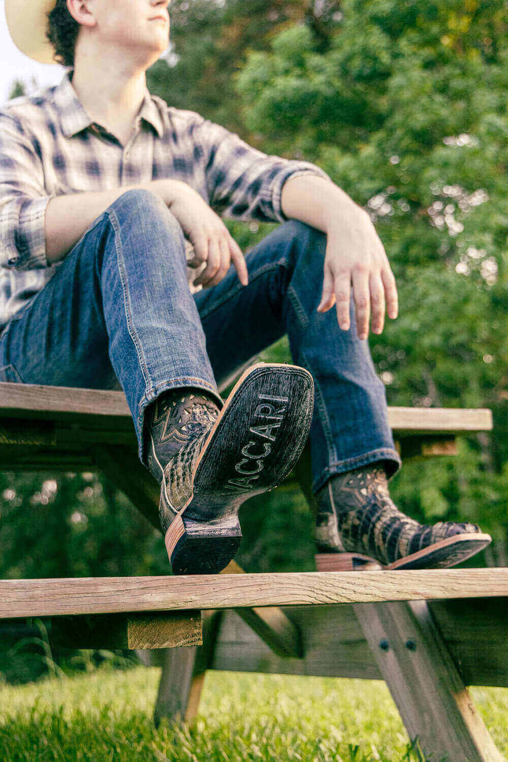 Natrual American Alligator Men's Cowboy Boots Axel by Vaccari Core