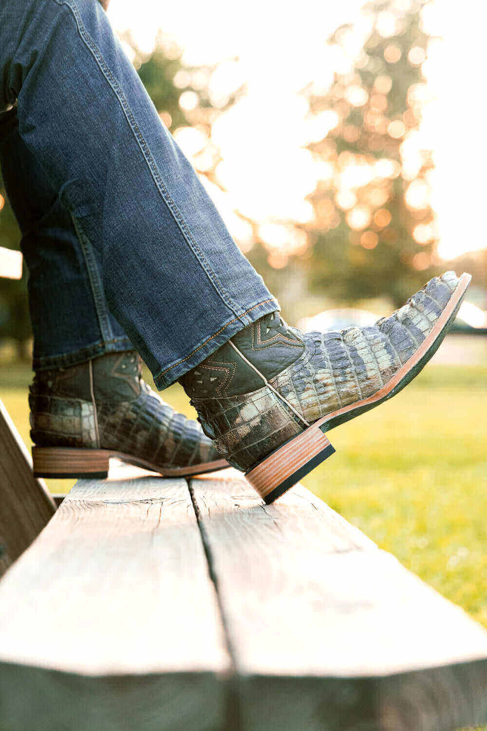 Natrual American Alligator Men's Cowboy Boots Axel by Vaccari Core