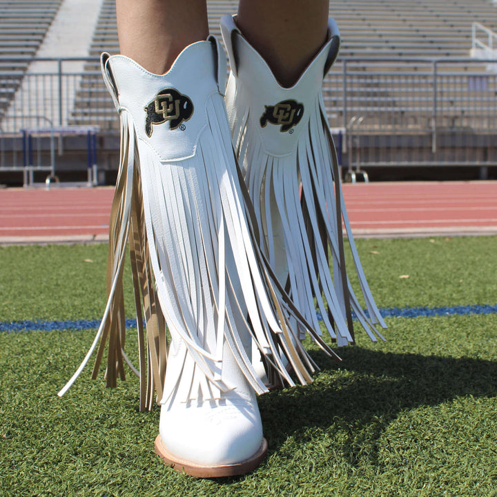University of Colorado Kacey White Fringe Boot By V By Vaccari