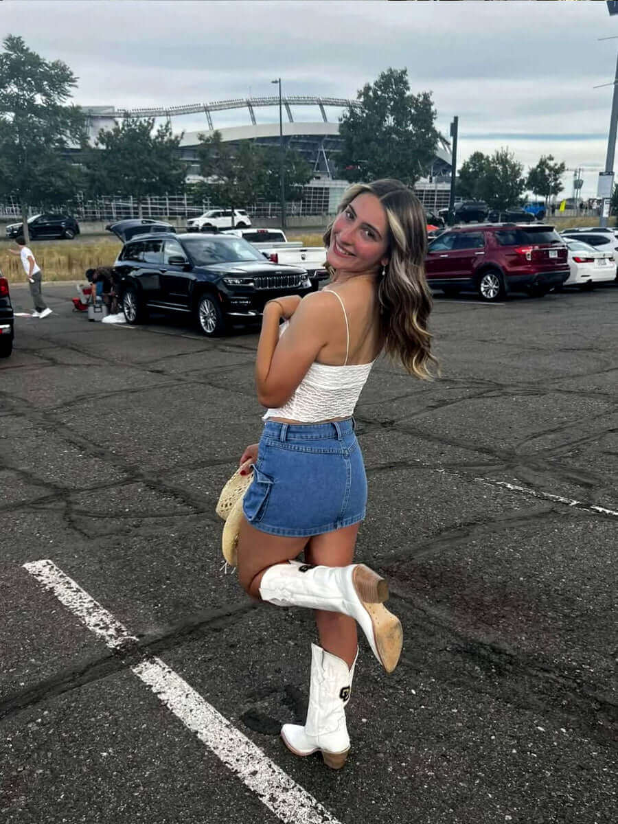 Women's University of Colorado White Cowgirl Boots Leighton by Vaccari University