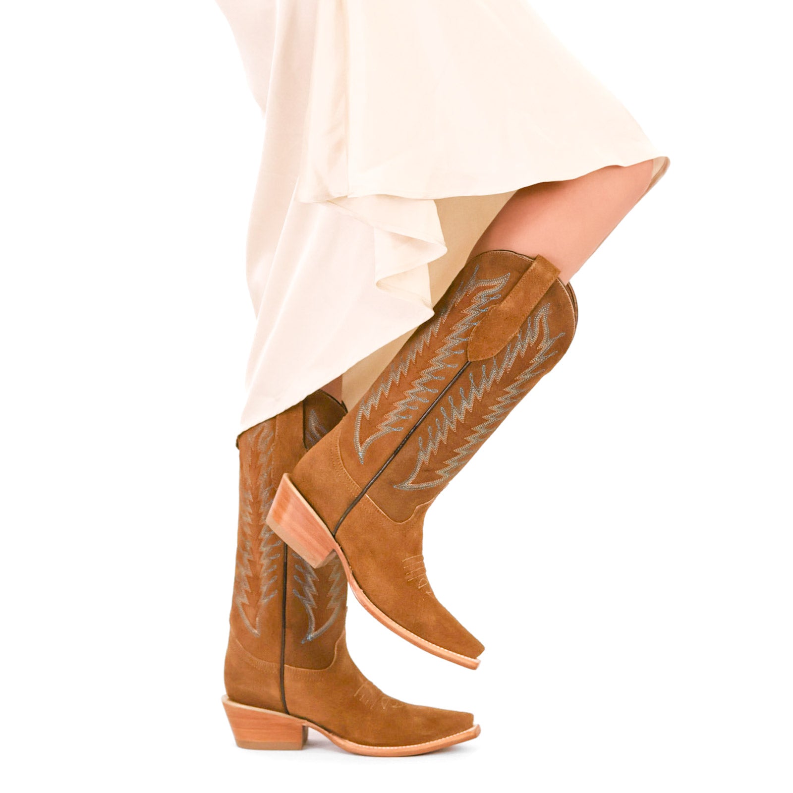 Women's Dixie Mustard Suede Cowgirl Boots | Vaccari Boots