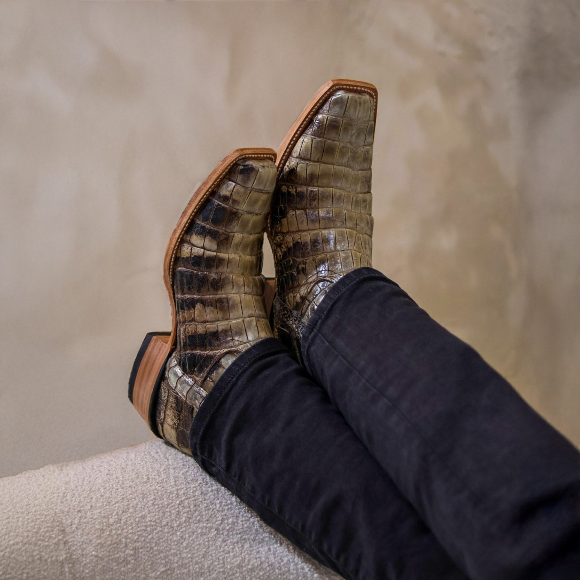 Men's Full Natural Alligator Belly Cowboy Boots Duke by Vaccari Core