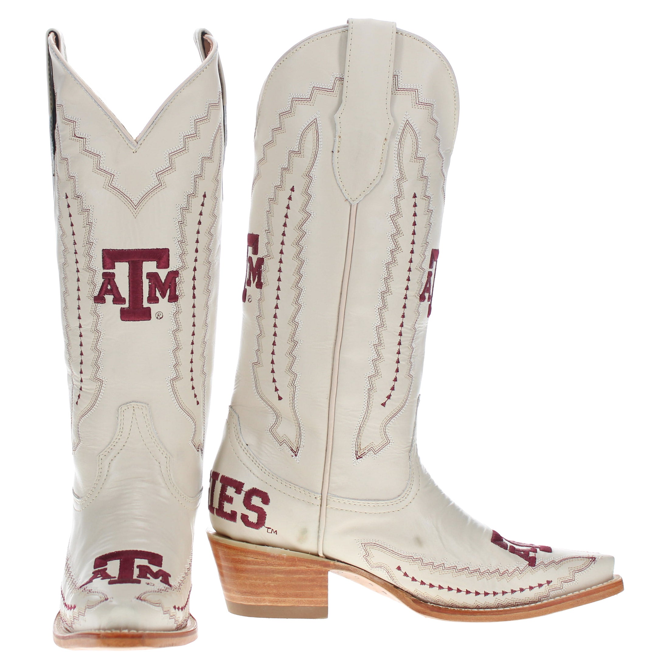 Women's Texas A&M Less Than Perfect Bone Cowgirl Boots by Vaccari University
