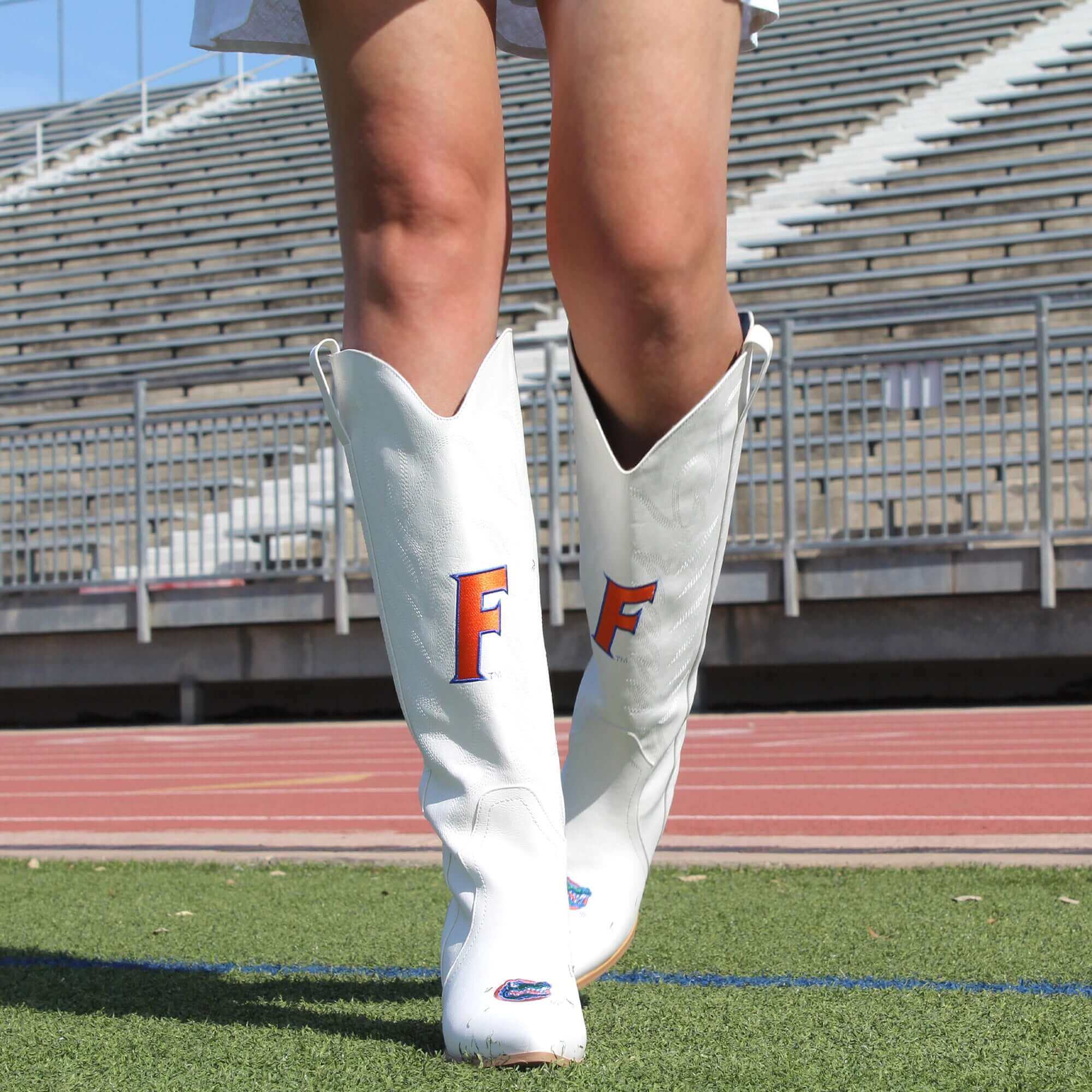 University of Florida Blair Tall White Boot By V By Vaccari