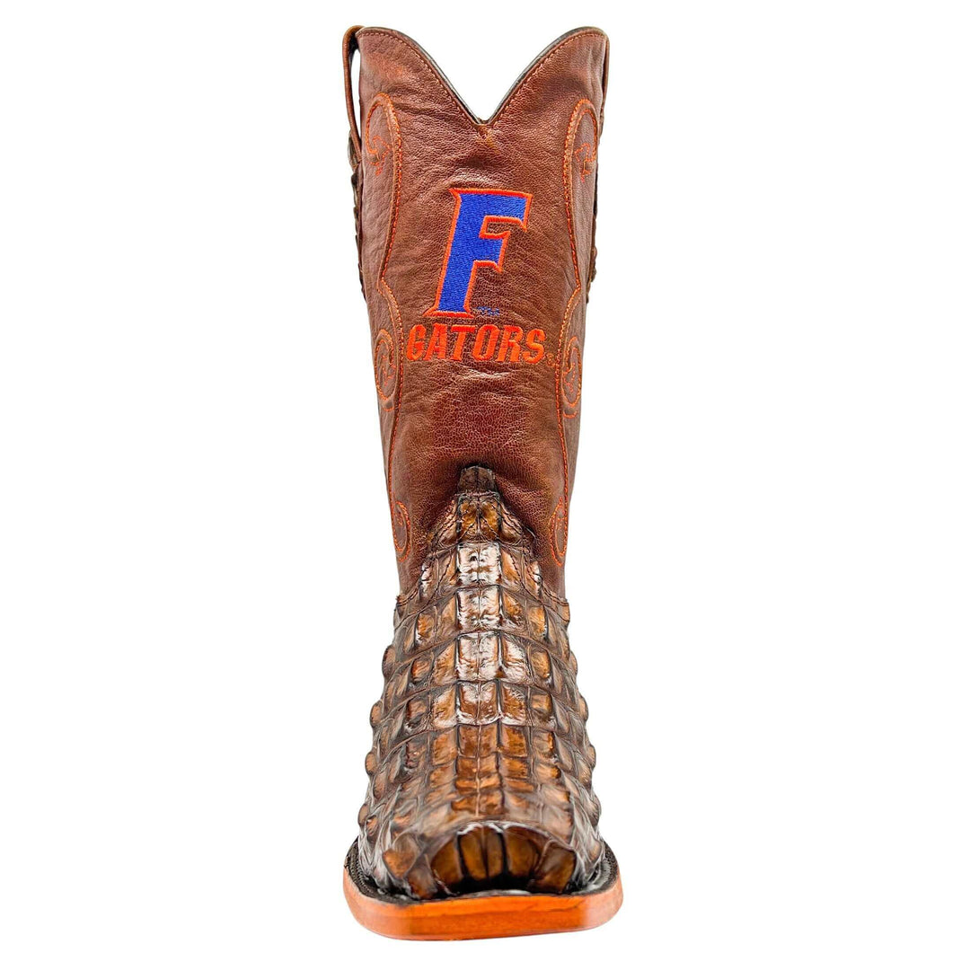 Men's University of Florida Gators Brown JW Toe Hornback American Alligator Cowboy Boots David by Vaccari